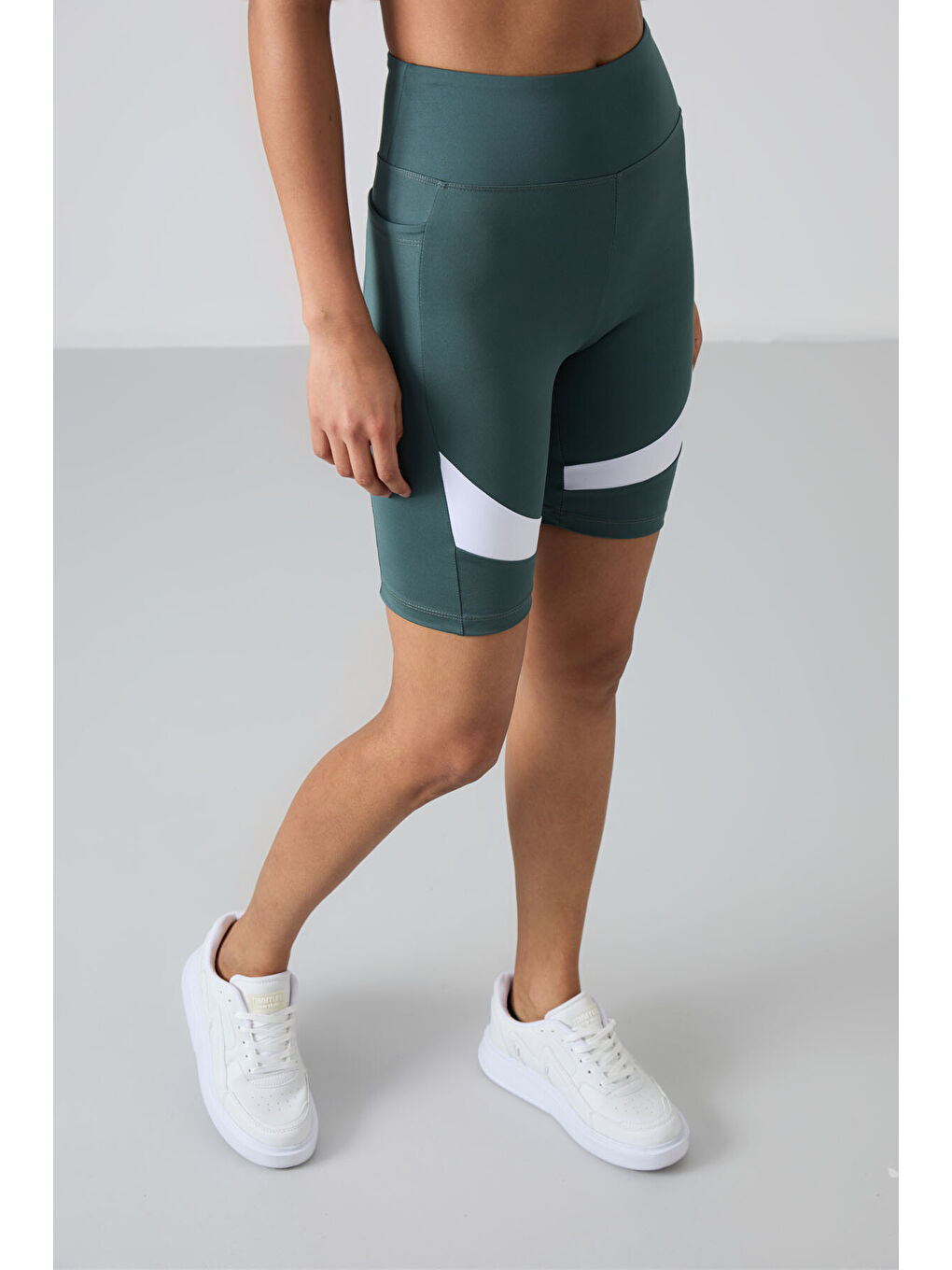 Yeşil Esnek Performans Kadın Biker Tayt - 91012-4