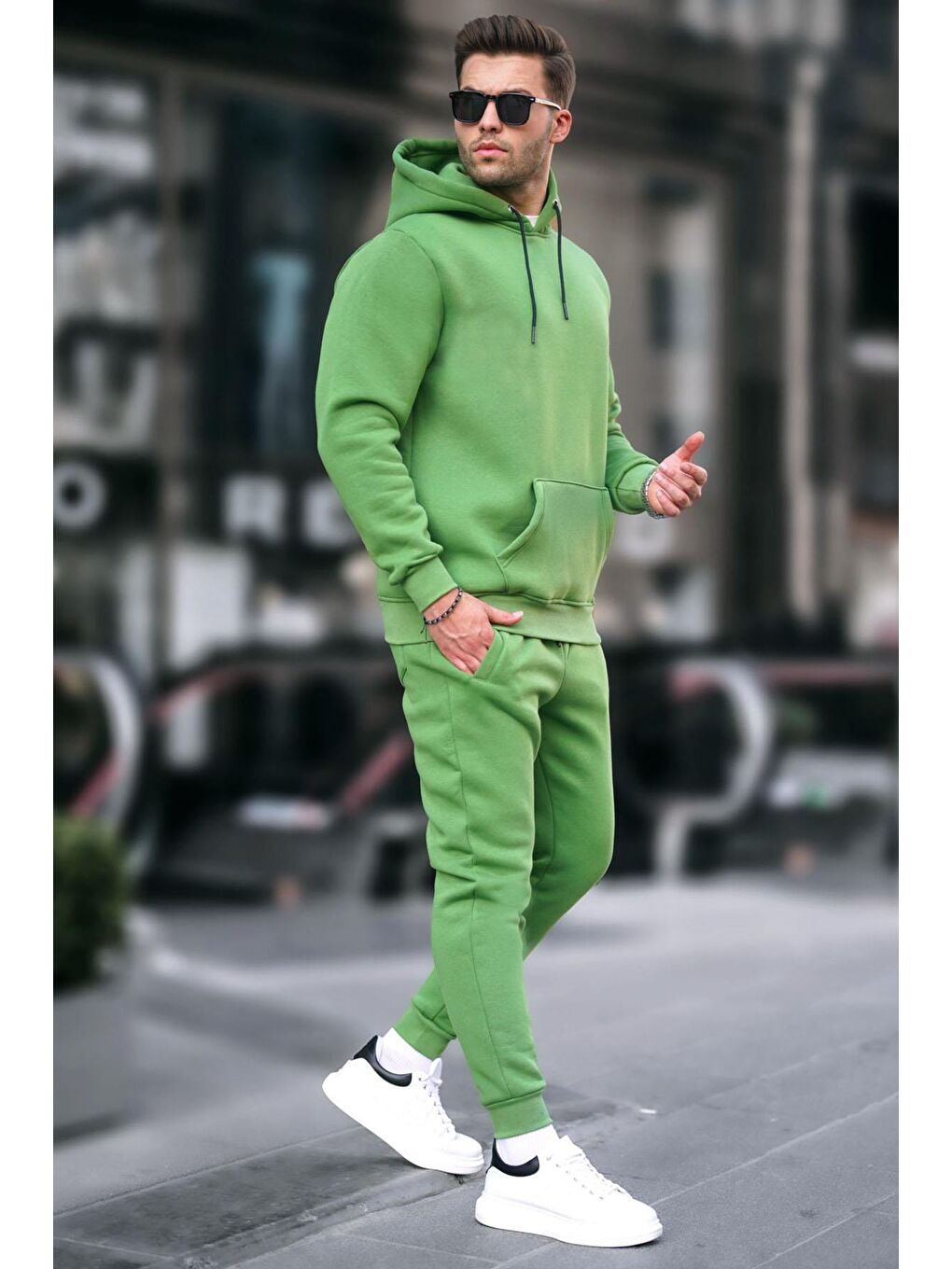 Yeşil kapüşonlu Basic Eşofman Takımı 5905