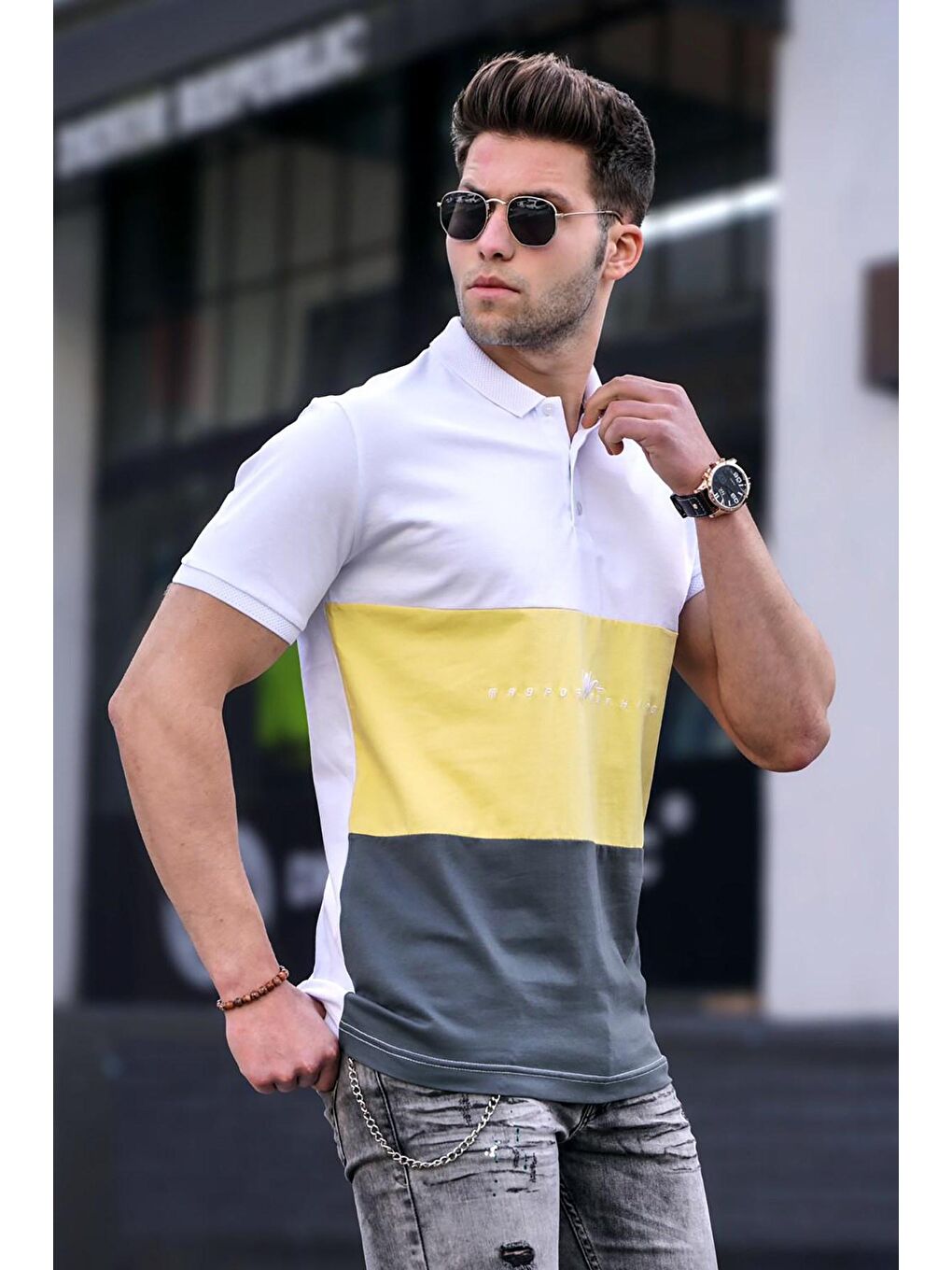 Erkek Polo Yaka Beyaz Tişört 5819