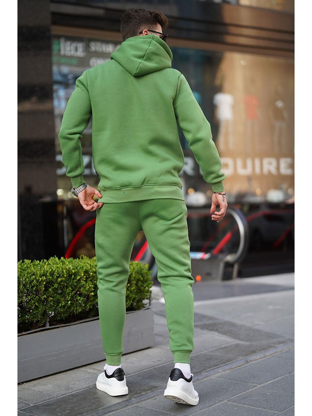 Yeşil kapüşonlu Basic Eşofman Takımı 5905-2