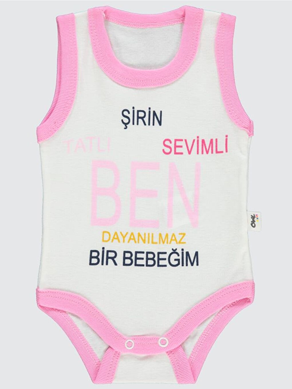 Baby BEN Baskılı Sfr.Kol1-36 Ay Çıtçıtlı Badi - Pembe 9-12 Ay-1