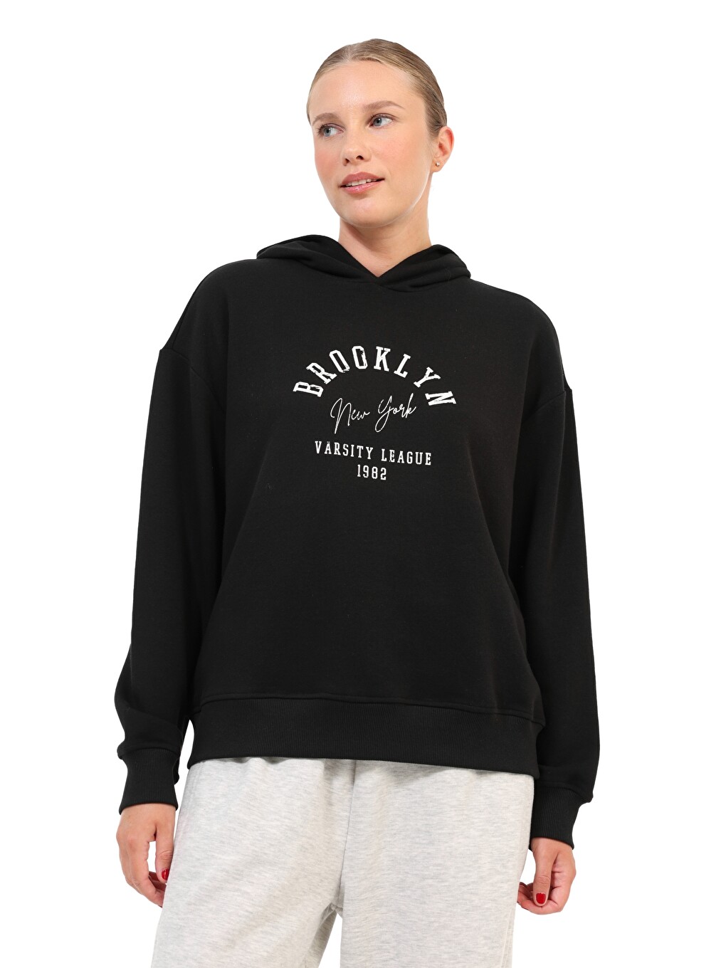 Sweatshirt Kadın Siyah Wl 17nuts
