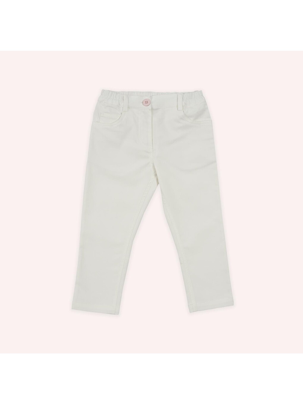 Kız Çocuk Beli Lastikli Pantolon Beyaz