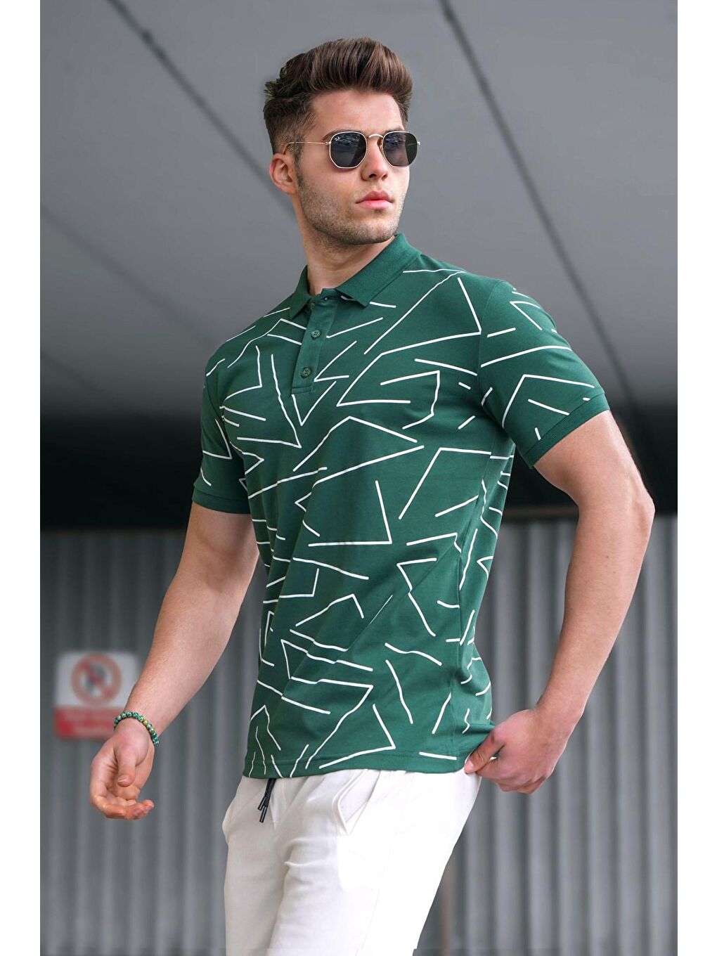 Erkek Polo Yaka Yeşil Tişört 5817