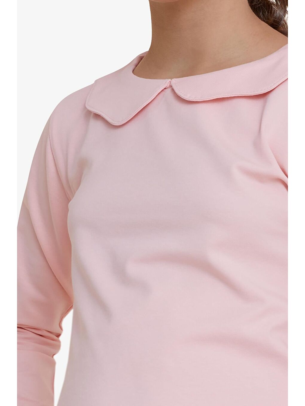 Kız Çocuk Uzun Kollu Tişört Armalı Kolları Lastikli Pembe (6-12 Yaş)-3