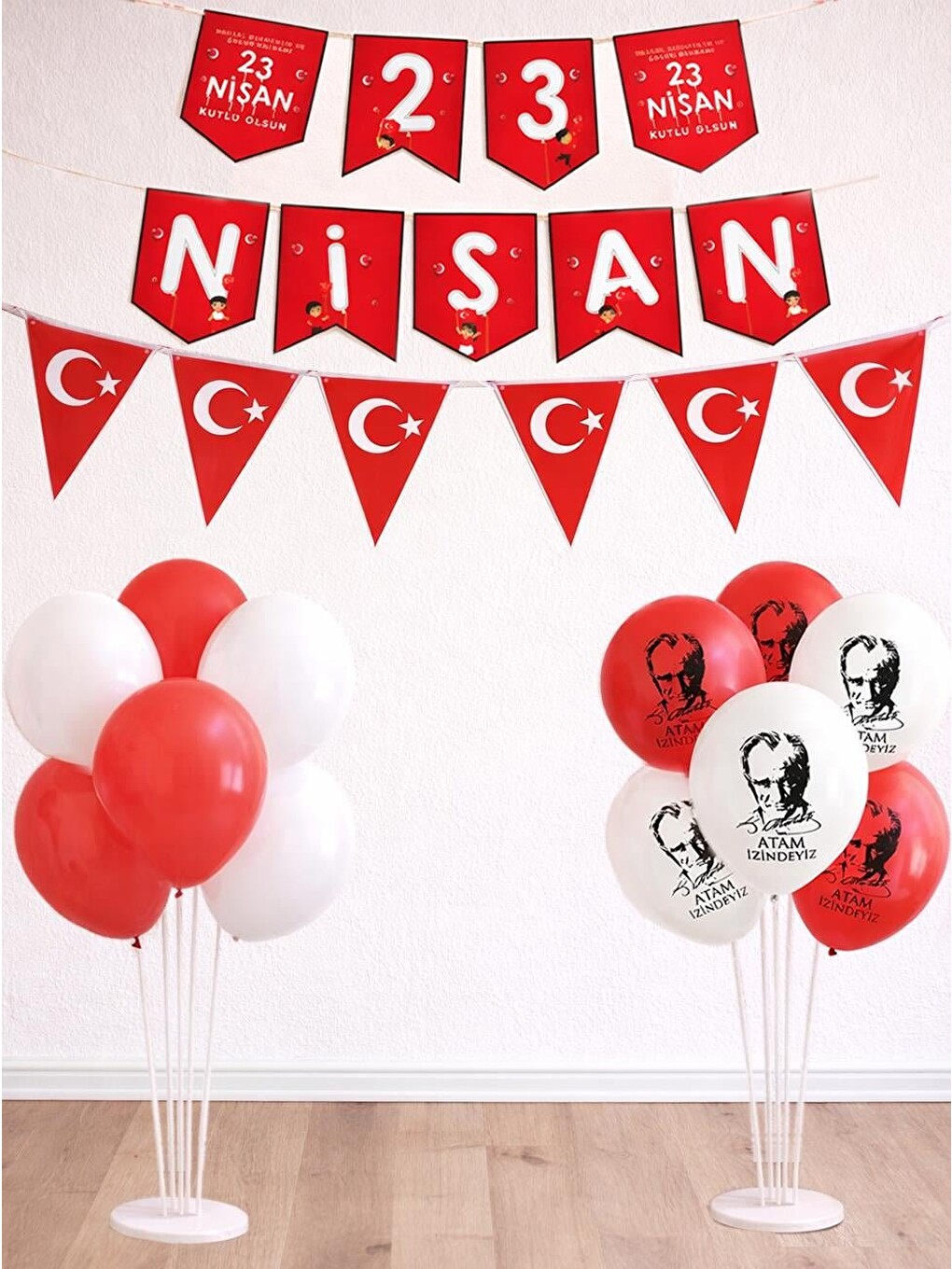 23 Nisan Flama Bayrak Balonlu Dekorasyon Seti