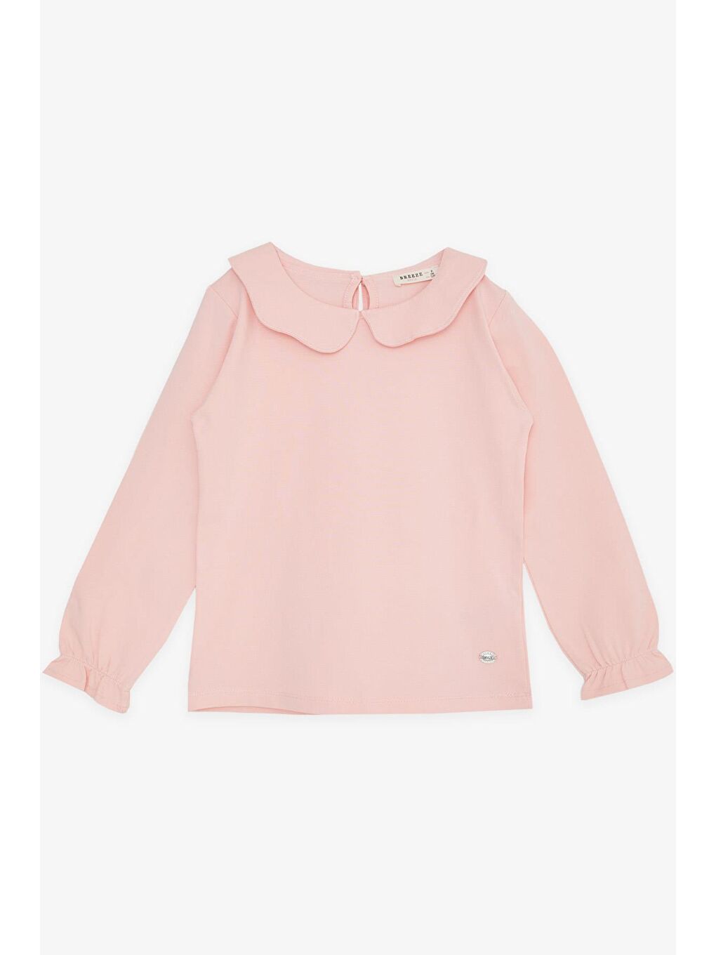 Kız Çocuk Uzun Kollu Tişört Armalı Kolları Lastikli Pembe (6-12 Yaş)-4