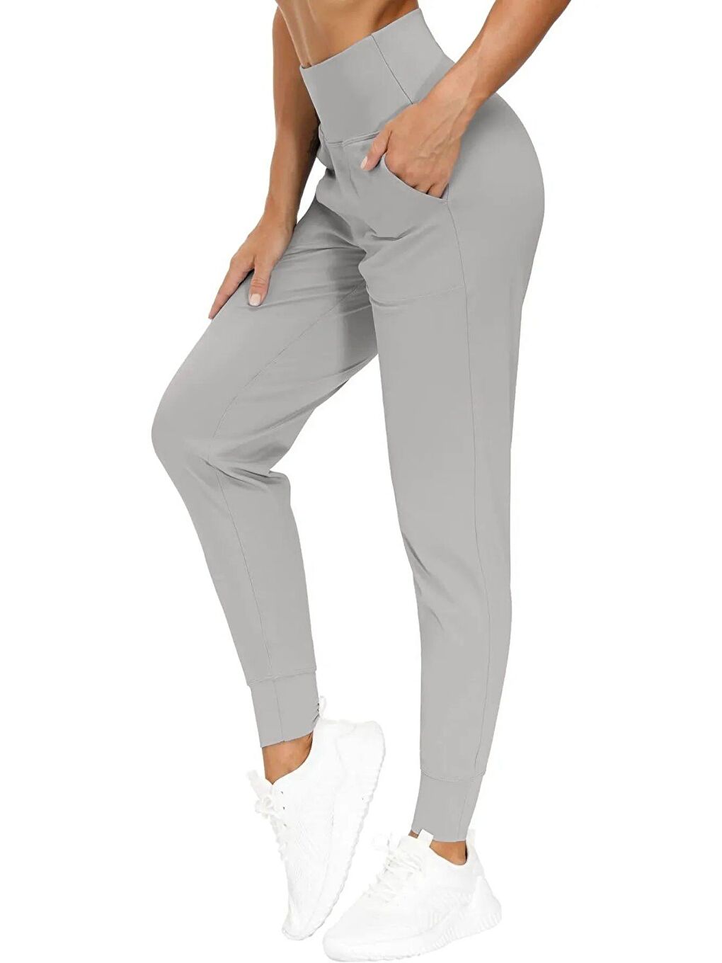 GENIUS STORE Gri Kadın Yüksek Bel Yoga Koşu Egzersiz Joggers Hafif Eşofman Altı JOGER-EŞOFMAN - 2