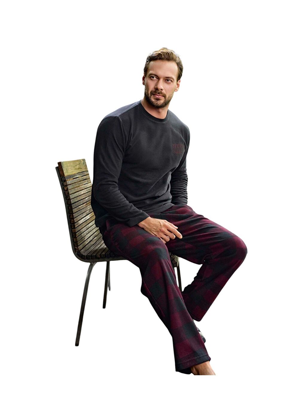 Gri Erkek Polar Pijama Takım