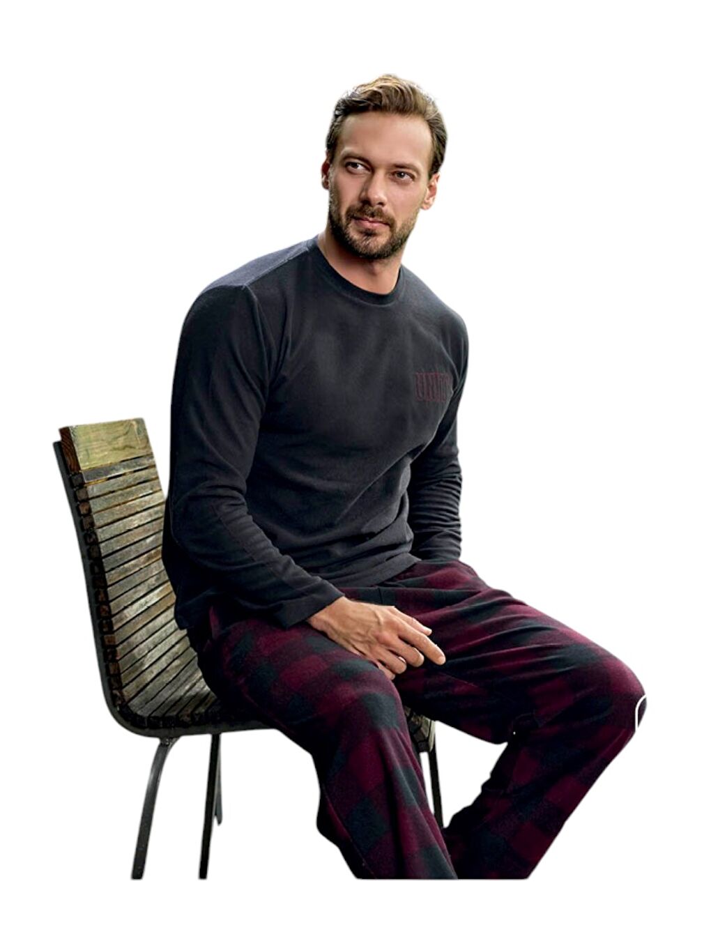 Gri Erkek Polar Pijama Takım-1