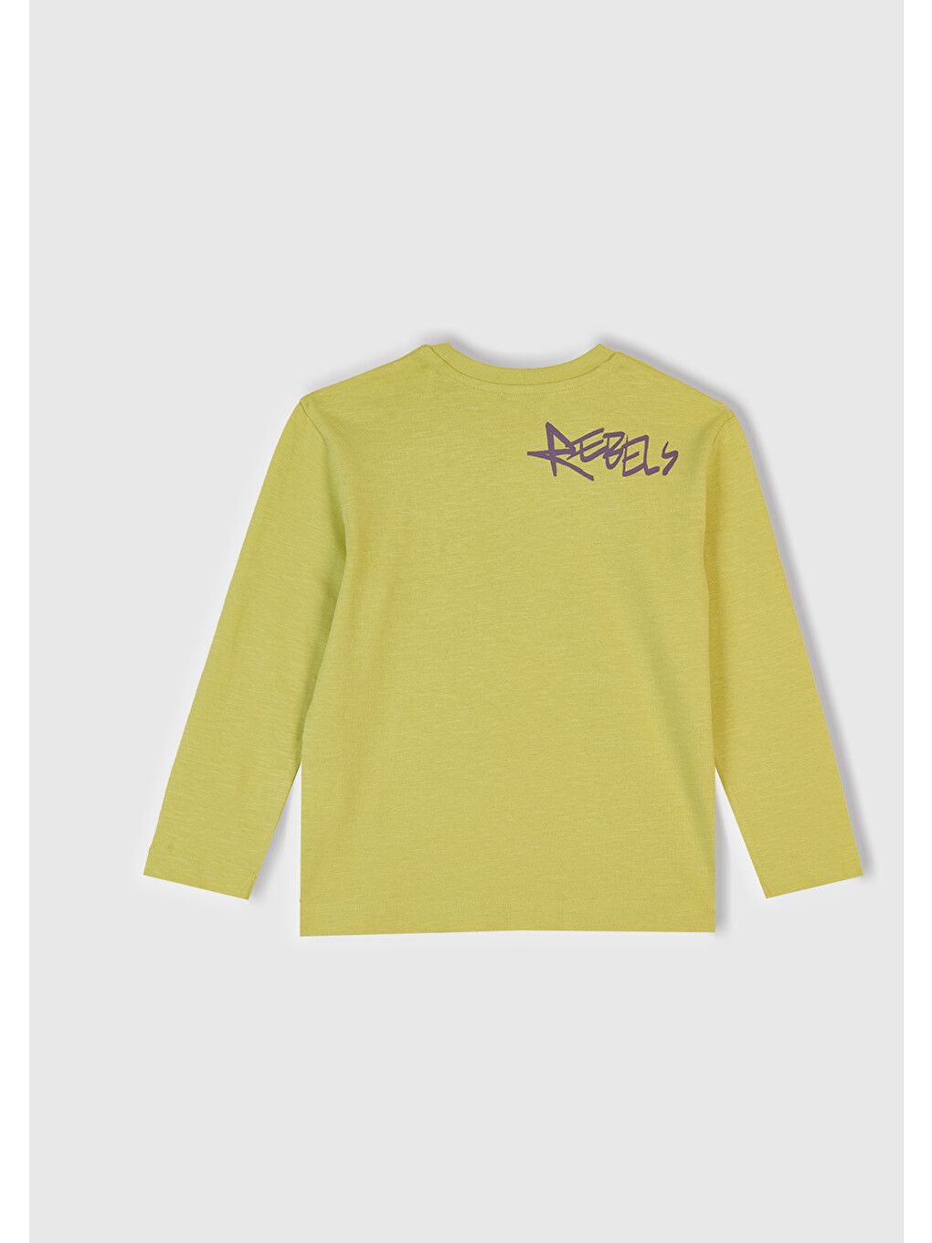 Sarı Erkek Çocuk Hardal Önü Ve Arkası Baskılı Bisiklet Yaka Uzun Kollu T-shirt-2