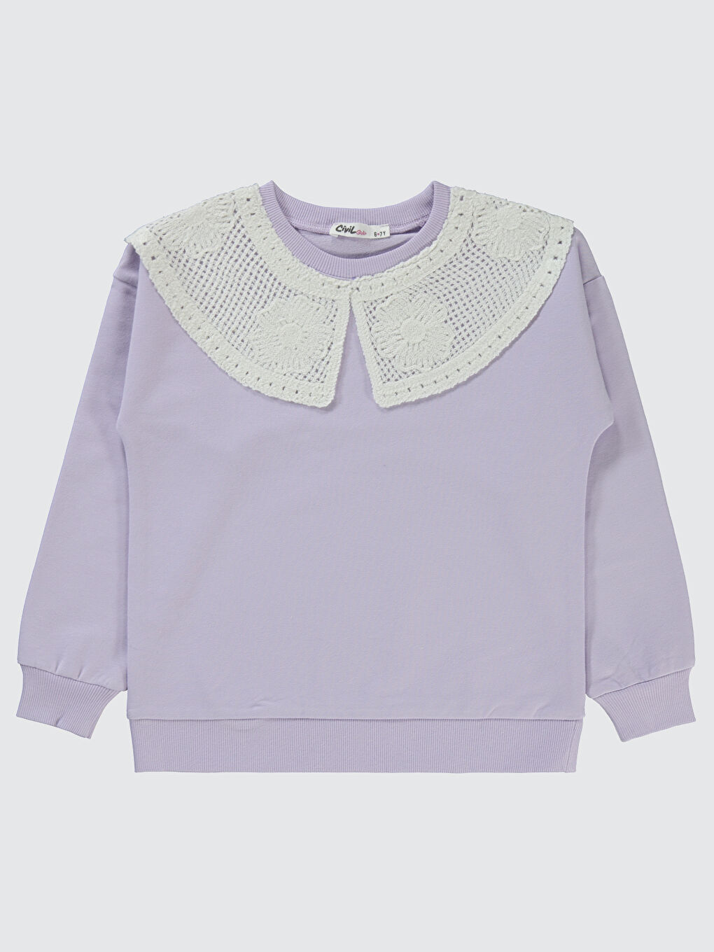 Mor Kız Çocuk Sweatshirt 6-9 Yaş Nazik Lavanta