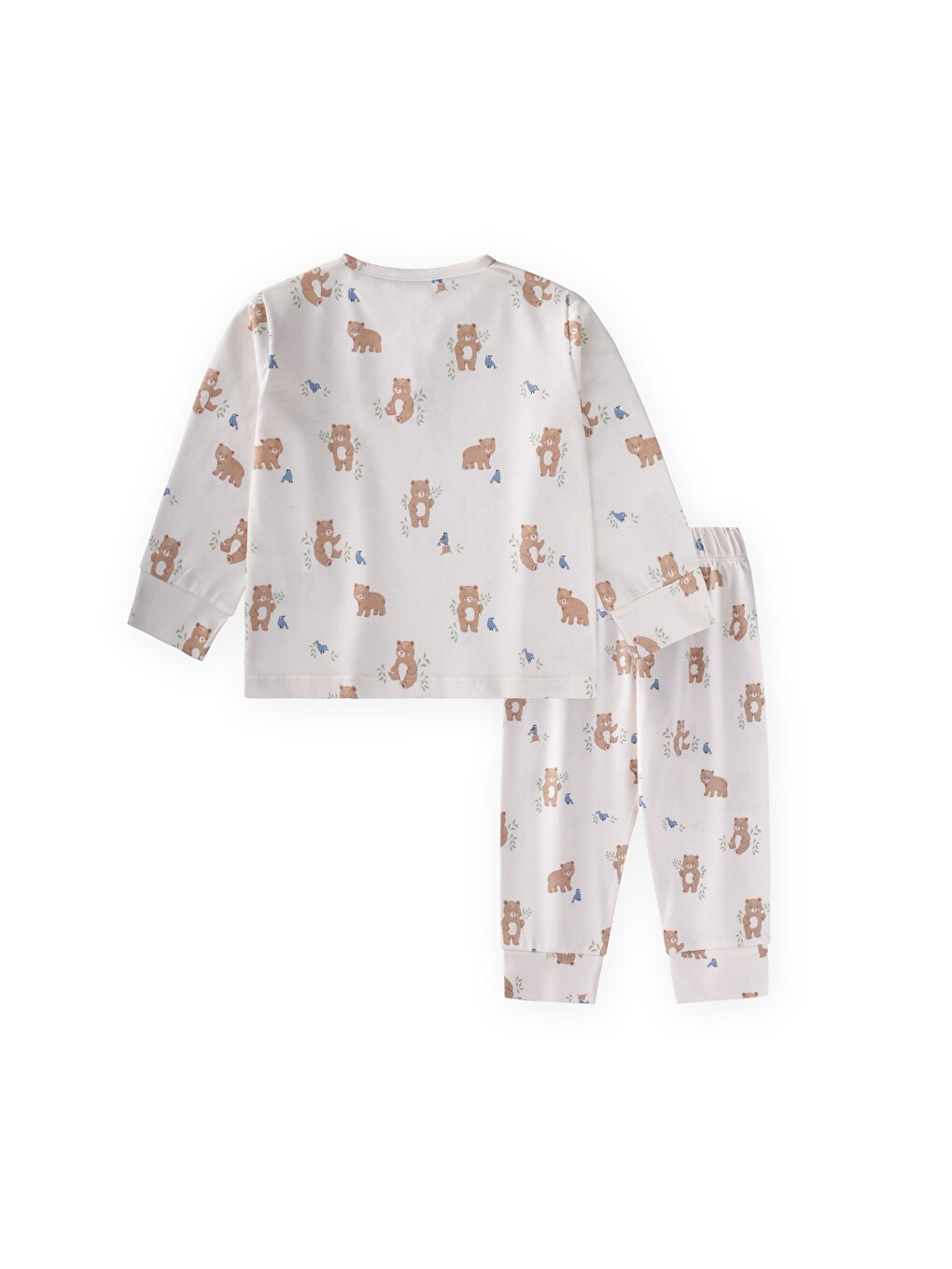 Animal Desenli Pijama Takım 1-5 Yaş Kırık Beyaz-1