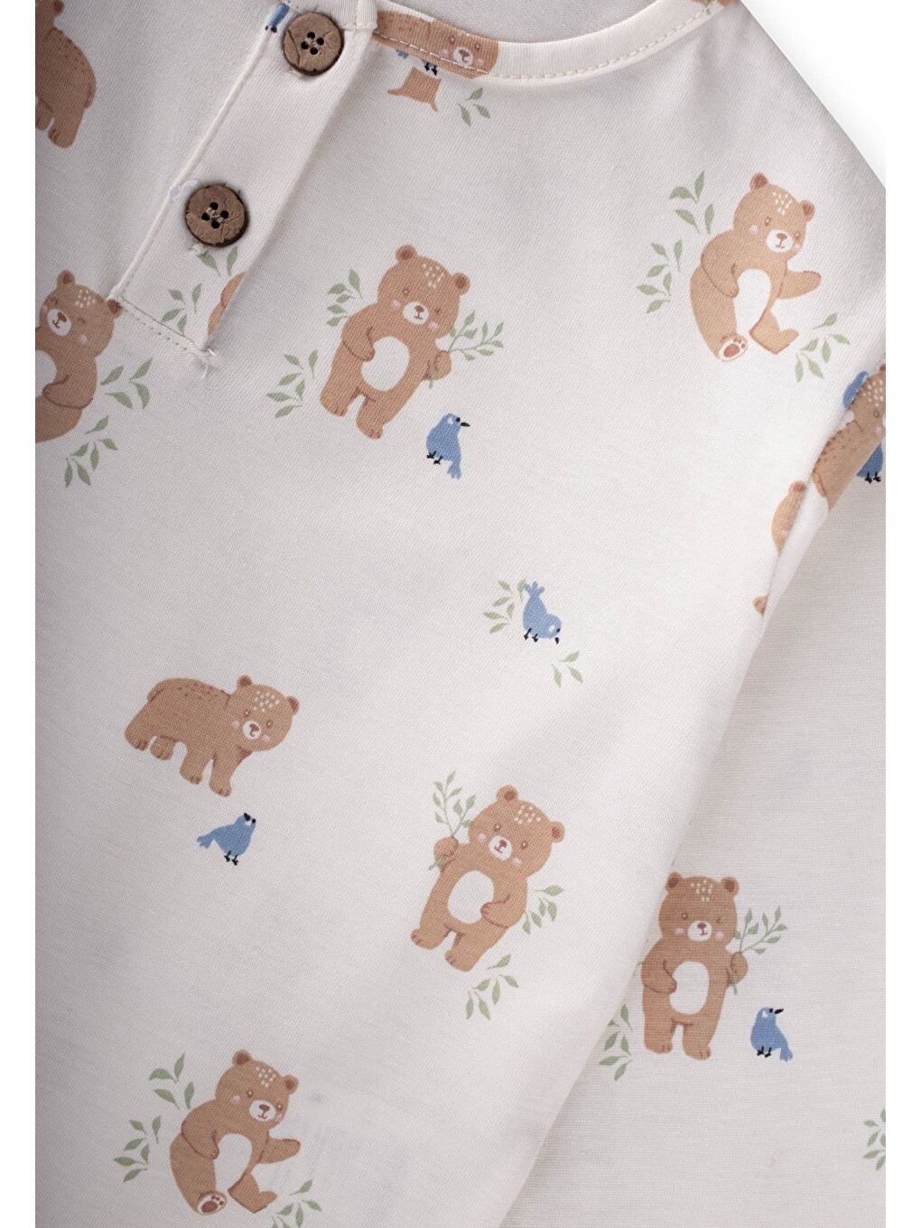 Animal Desenli Pijama Takım 1-5 Yaş Kırık Beyaz-2