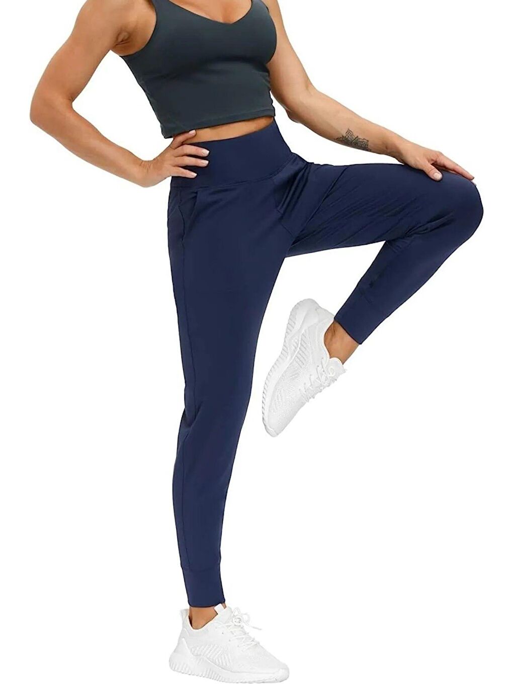 GENIUS STORE Lacivert Kadın Yüksek Bel Yoga Koşu Egzersiz Joggers Hafif Eşofman Altı JOGER-EŞOFMAN - 2