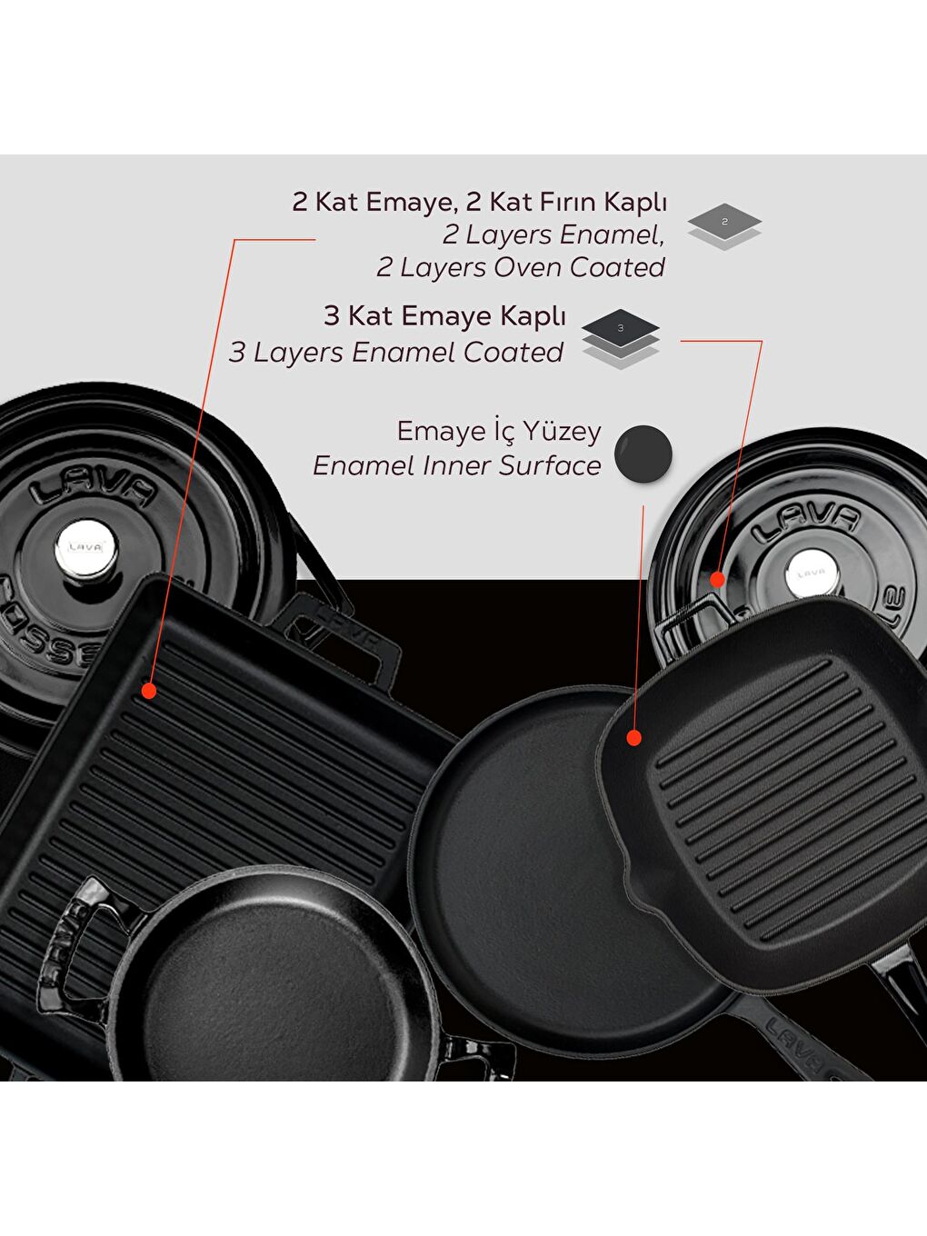 Siyah Döküm 5x Trendy Serisi 8 Parça Tencere & Tava Seti-6