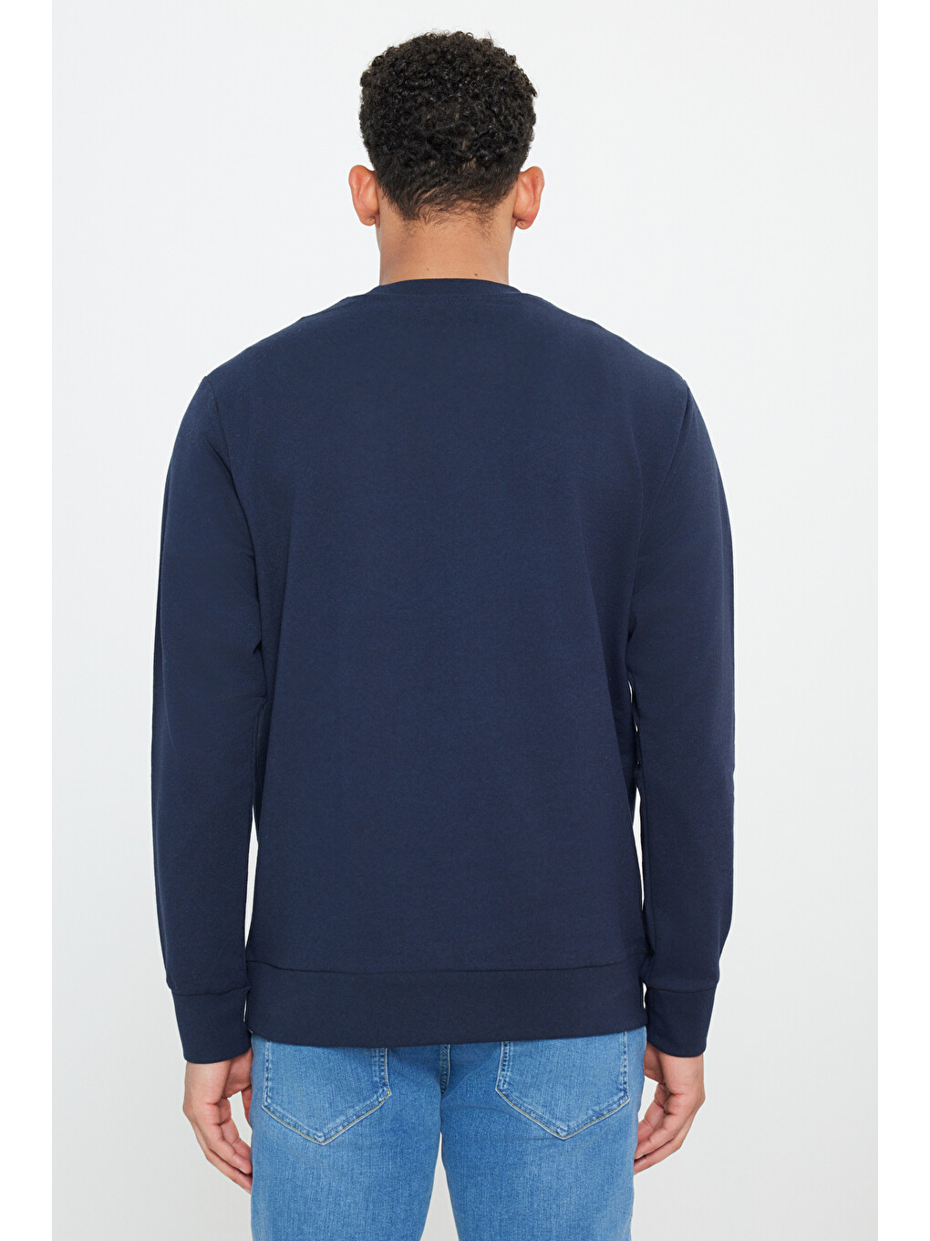 Erkek Lacivert-siyah 2'li Paket Pamuklu Standart Fit Normal Kesim Bisiklet Yaka Sweatshirt-8