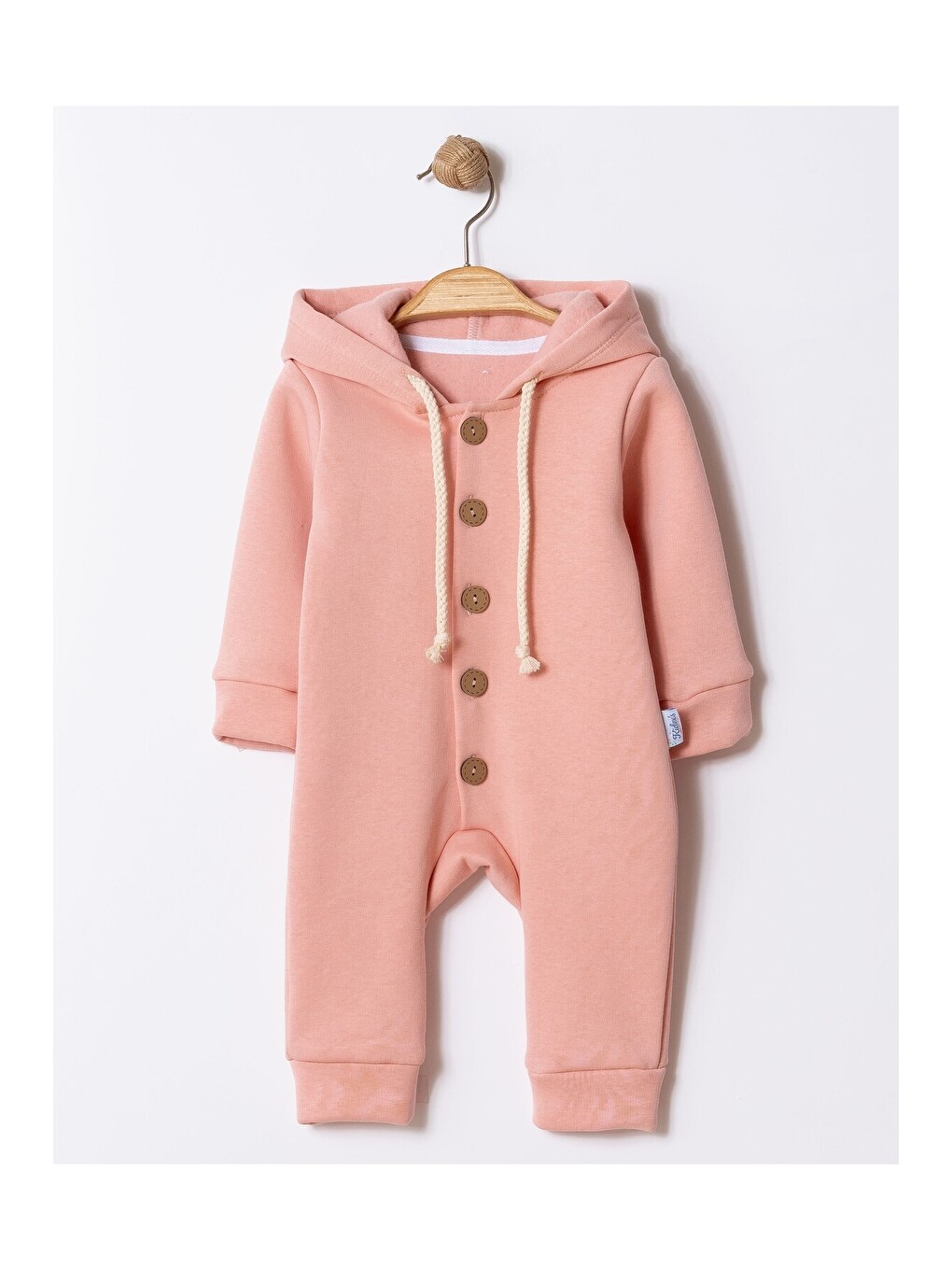 Turuncu Unisex Bebek Kapüşonlu Düğmeli Mevsimlik Tulum-2