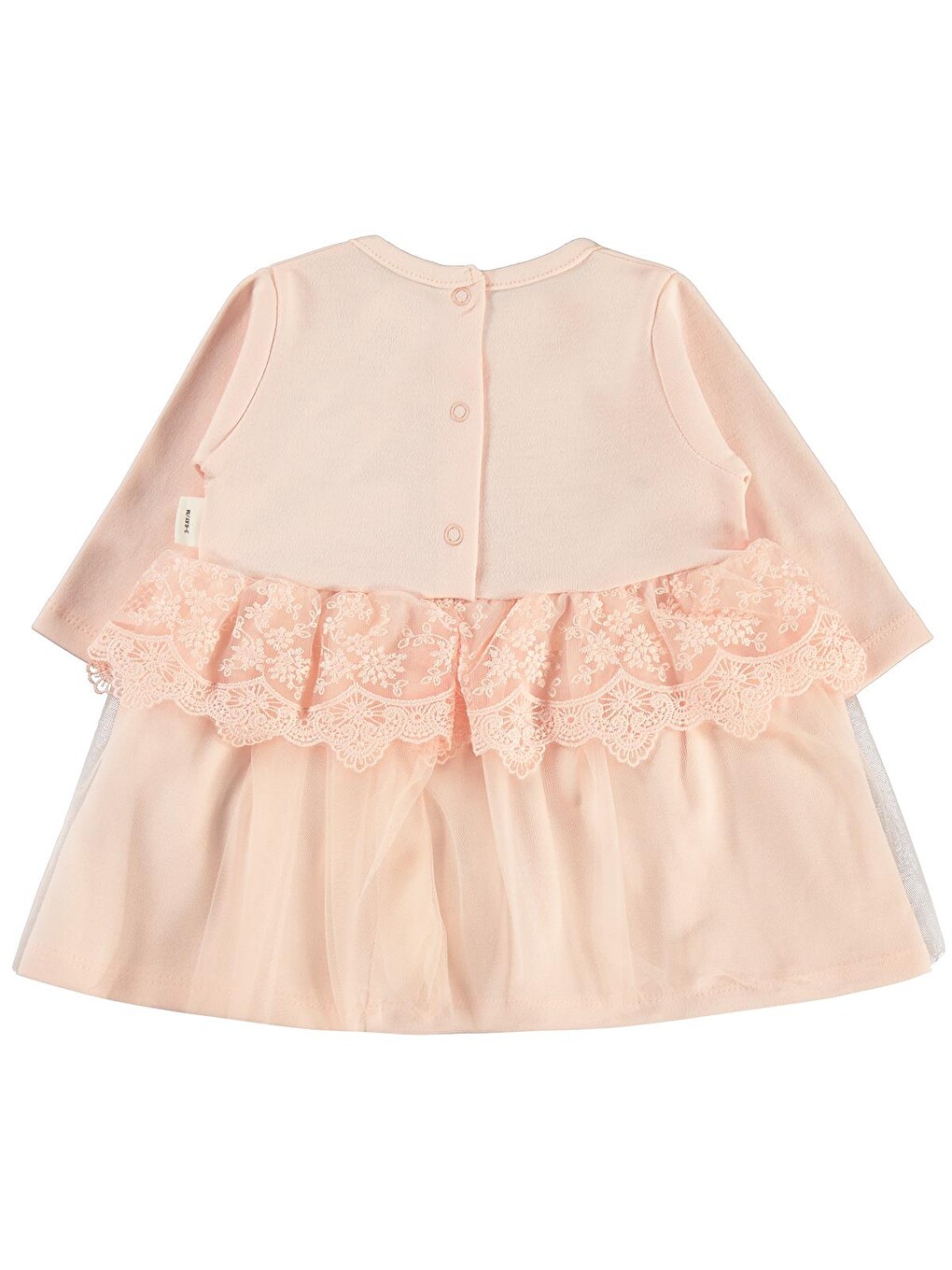 Pembe Baby Fırfır Tüllü 3-12 Ay Elbise - Pudra 12-18 Ay-1