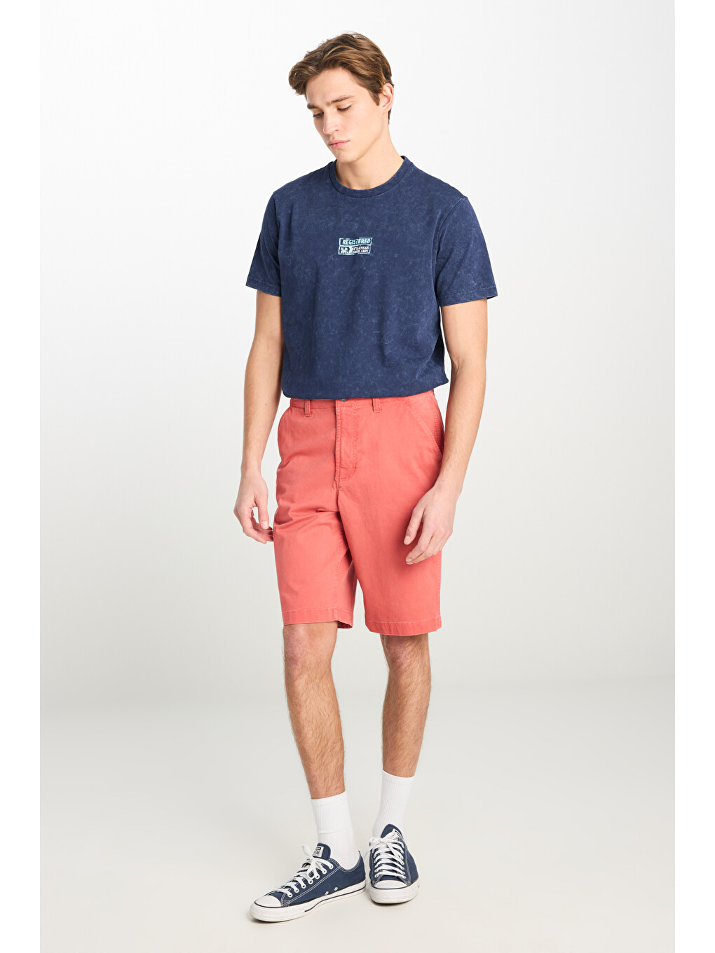 Regular Fit Lastik Bel Detaylı Pamuklu Esnek Pembe Chino Şort-1