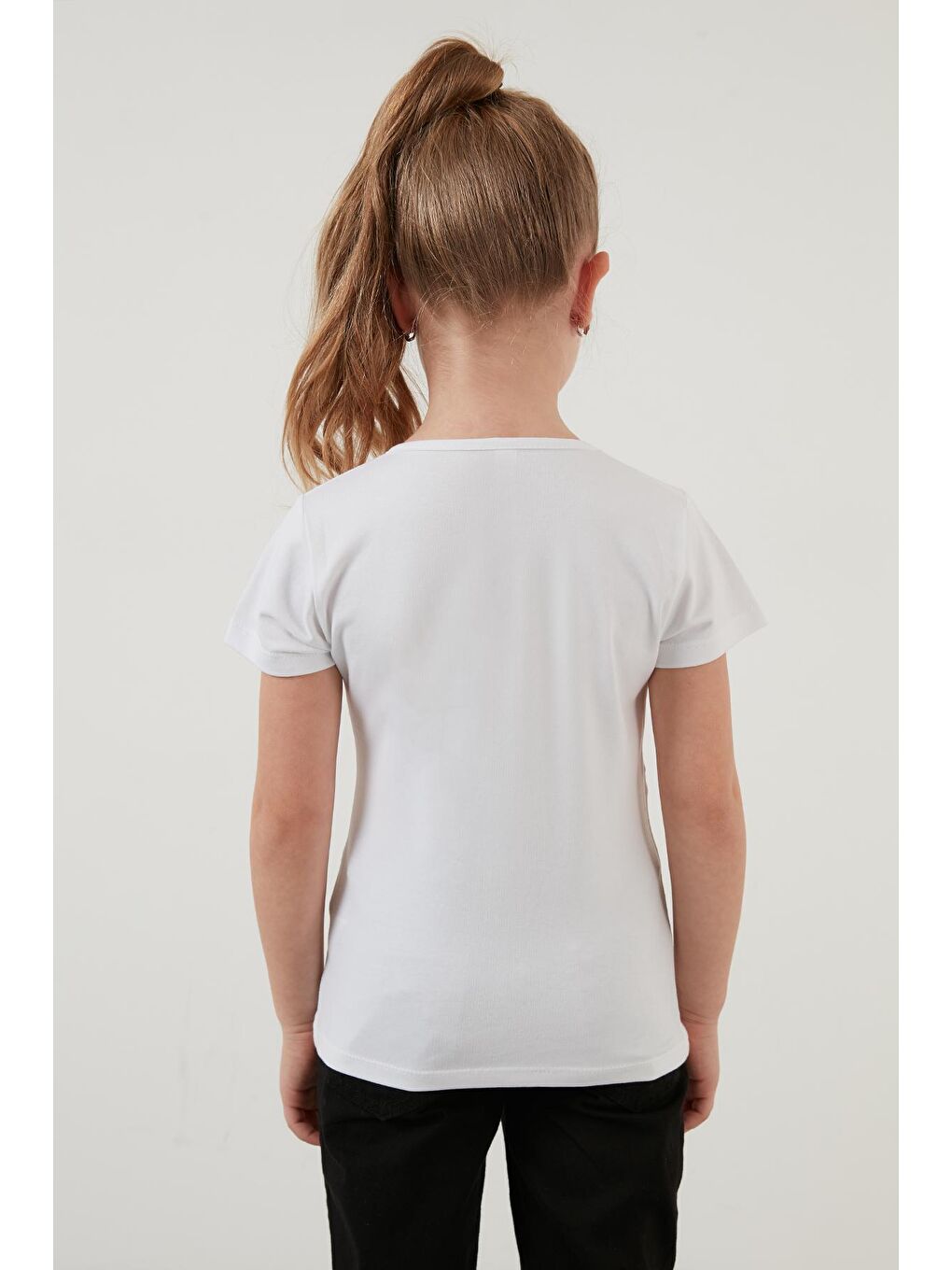 Beyaz Baskılı Bisiklet Yaka Pamuklu T Shirt 5922419-2