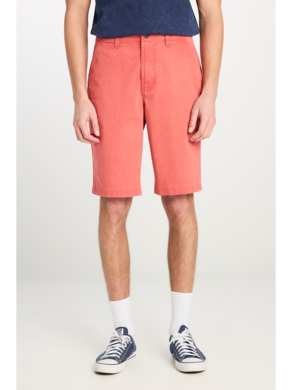 Regular Fit Lastik Bel Detaylı Pamuklu Esnek Pembe Chino Şort-2