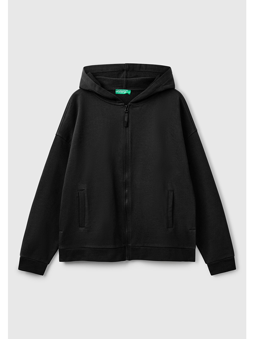 Kadın Siyah Logo Baskı Detaylı Kapüşonlu Relax Fit Sweatshirt-1