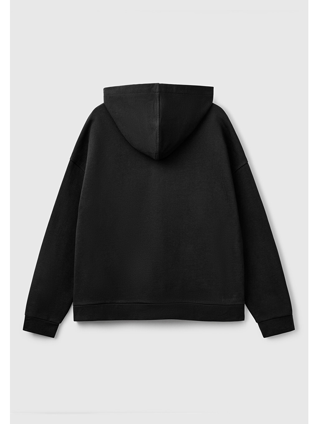 Kadın Siyah Logo Baskı Detaylı Kapüşonlu Relax Fit Sweatshirt-3