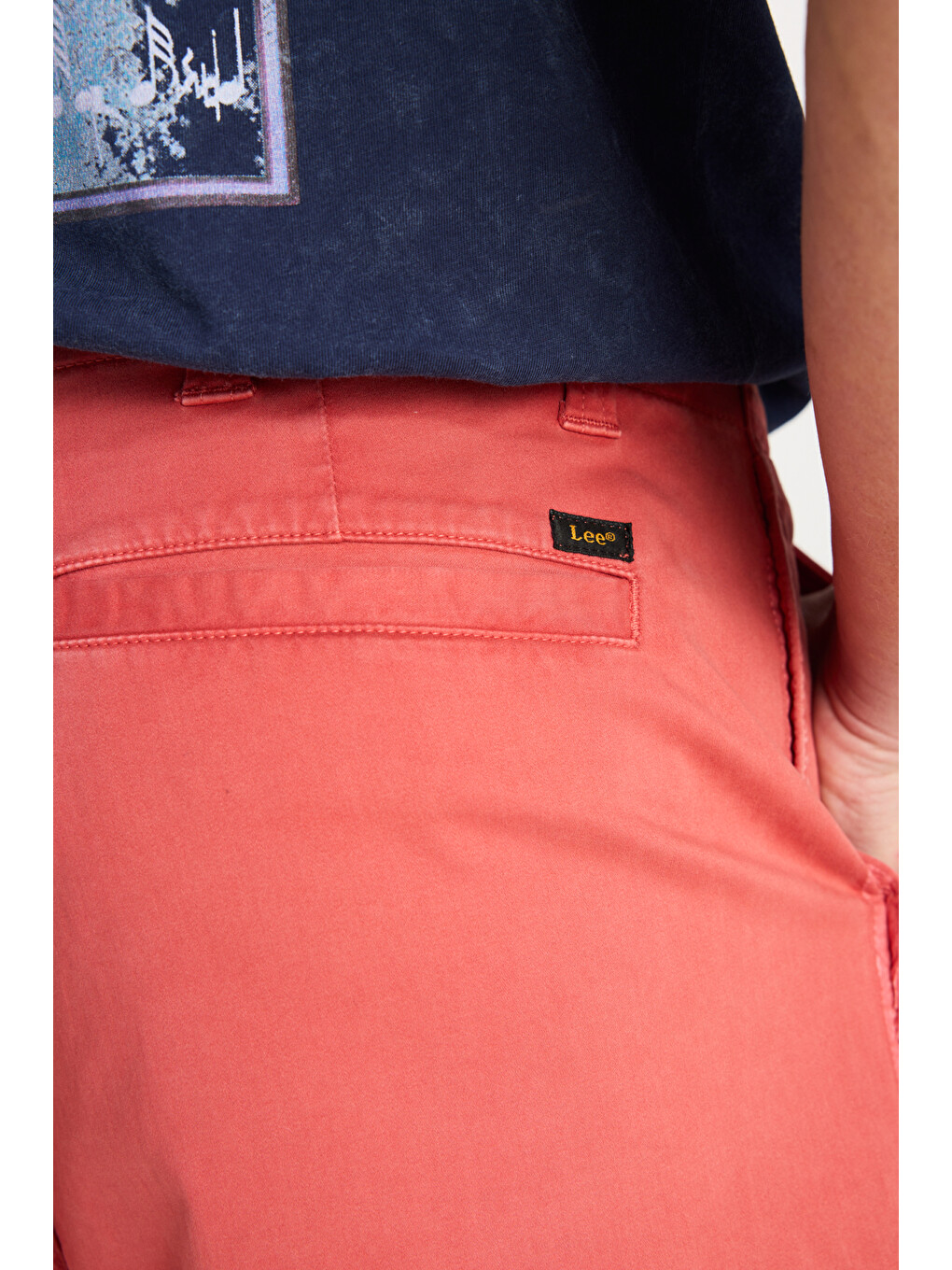 Regular Fit Lastik Bel Detaylı Pamuklu Esnek Pembe Chino Şort-5