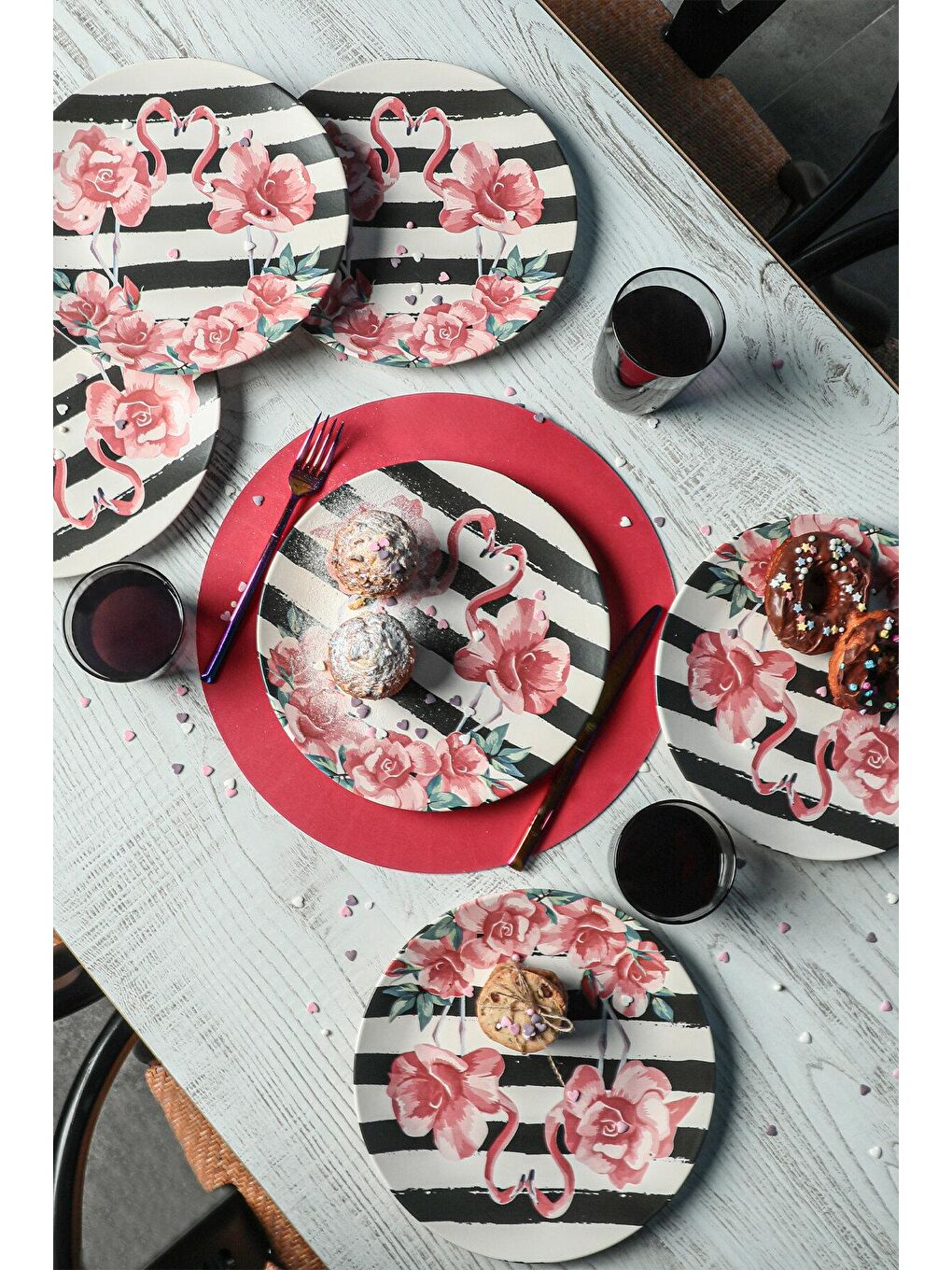 Keramika Karişik Flamingo Servis Tabağı 26 Cm 6 Adet - 1