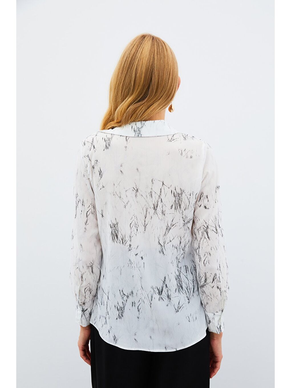 Parlak Desenli Gömlek - Ekru-Gümüş-3