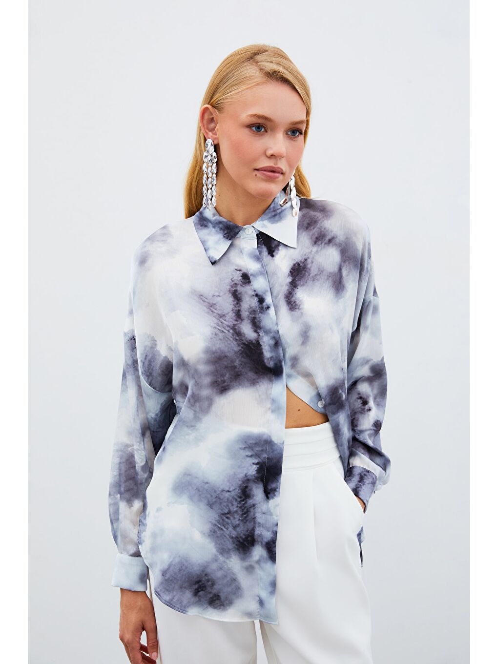 Salaş Uzun Gömlek - Gri-3