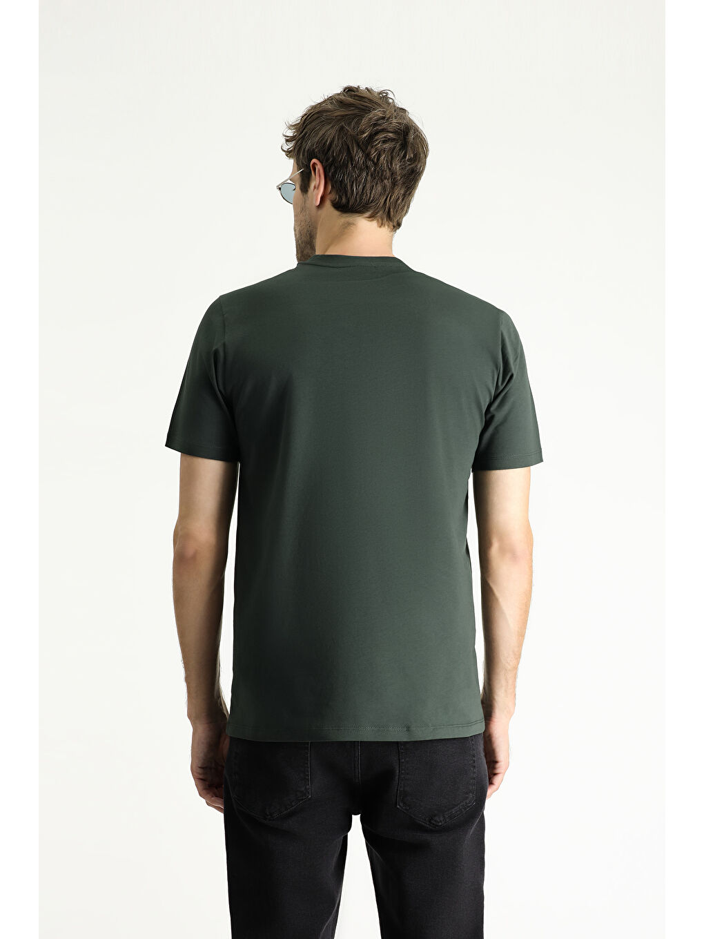 Antrasit Bisiklet Yaka Regular Fit Süprem Pamuk %100 Pamuk Tişört-5