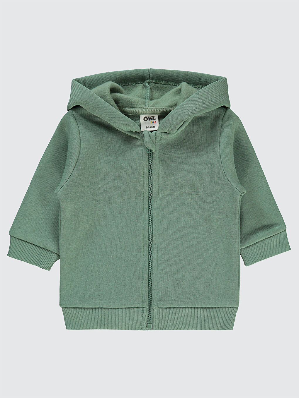 Haki Erkek Bebek Fermuarlı Sweatshırt