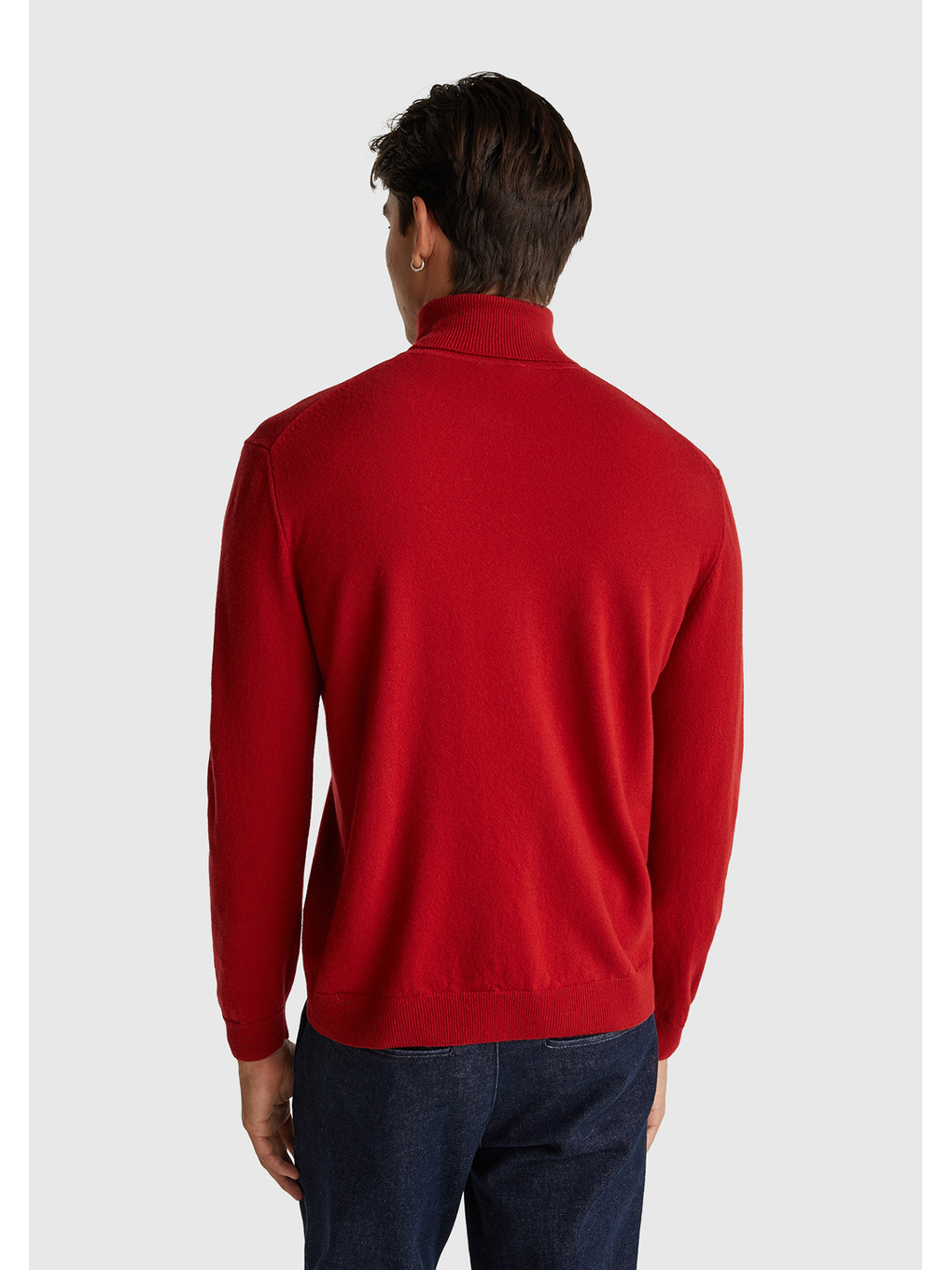 Erkek Kırmızı %100 Merino Boğazlı Kazak-1
