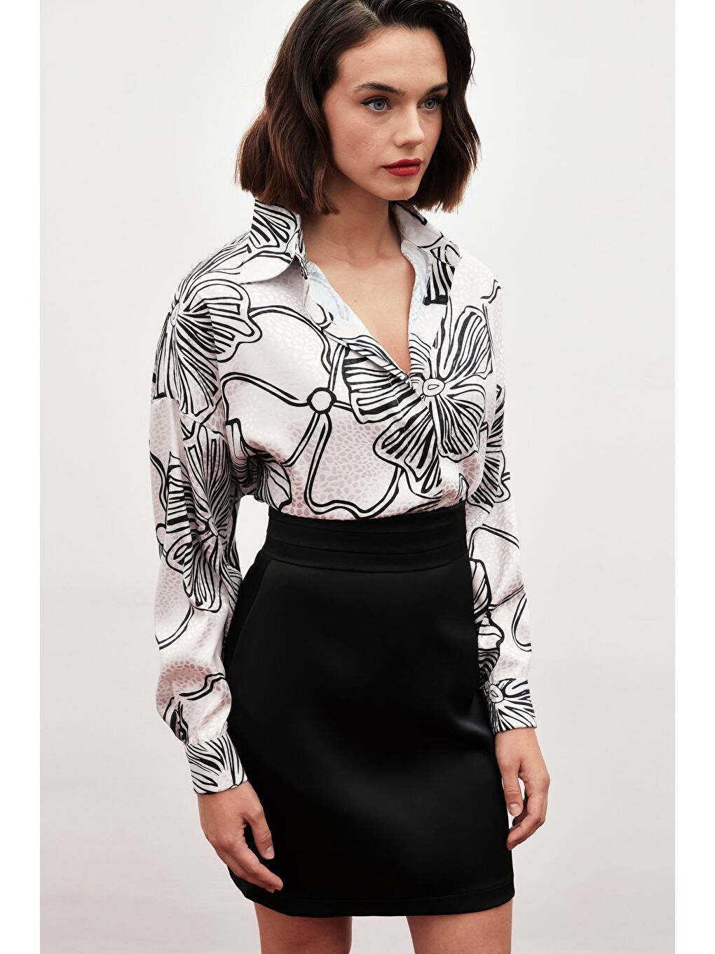 Bej Desenli Uzun Gömlek - Taş-3