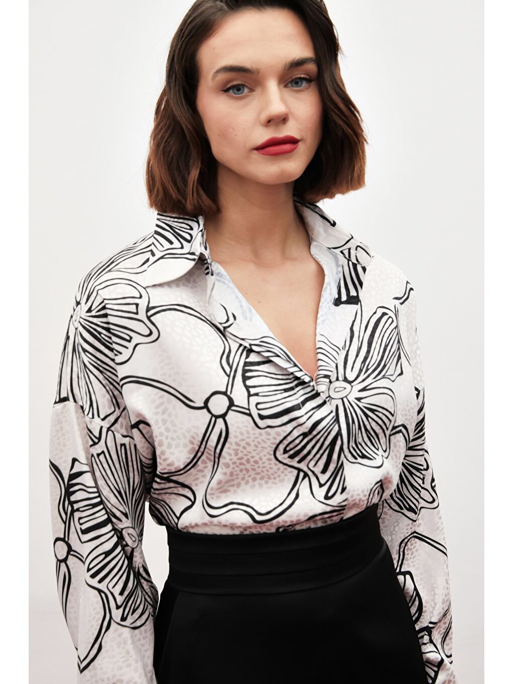 Bej Desenli Uzun Gömlek - Taş-4