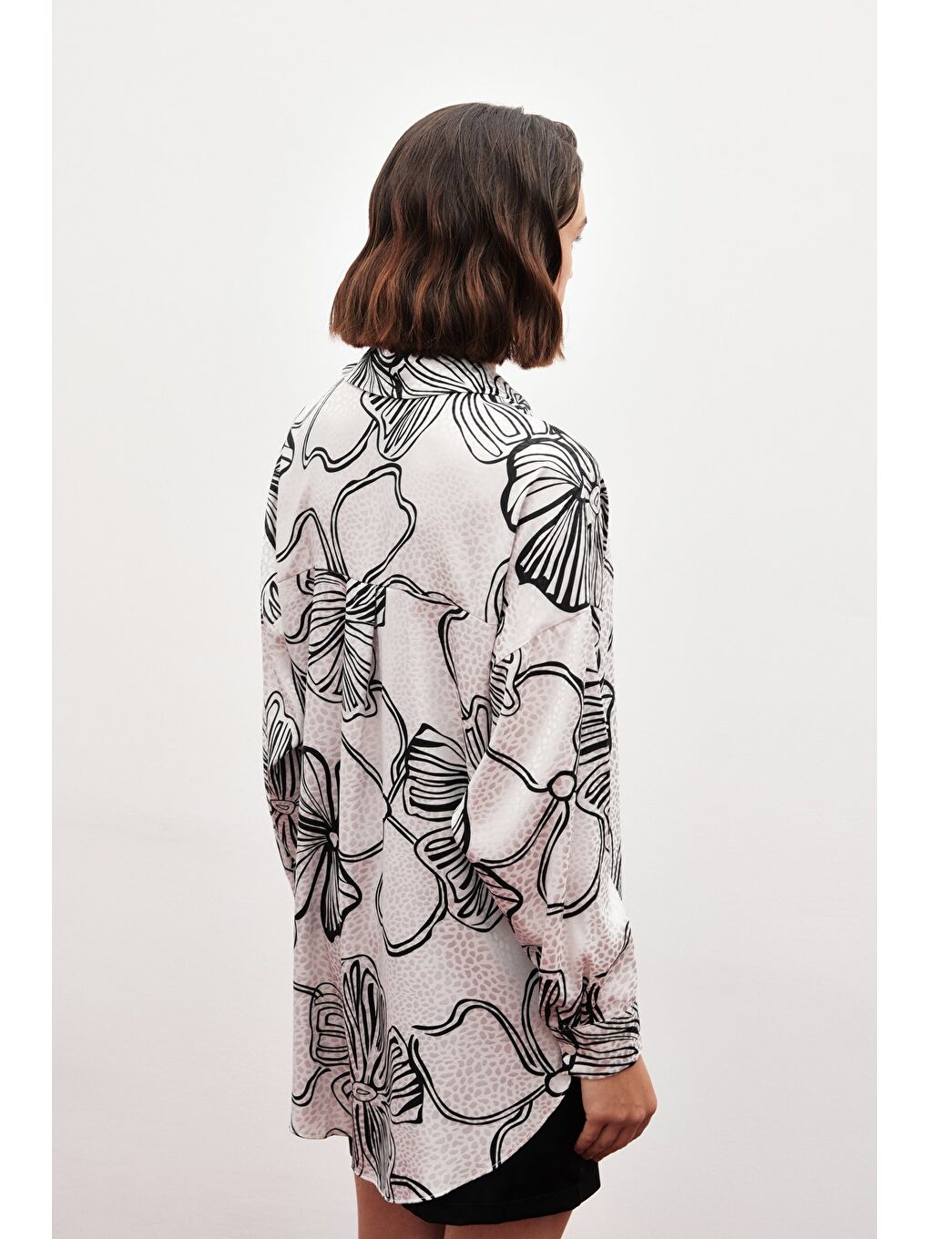 Bej Desenli Uzun Gömlek - Taş-5