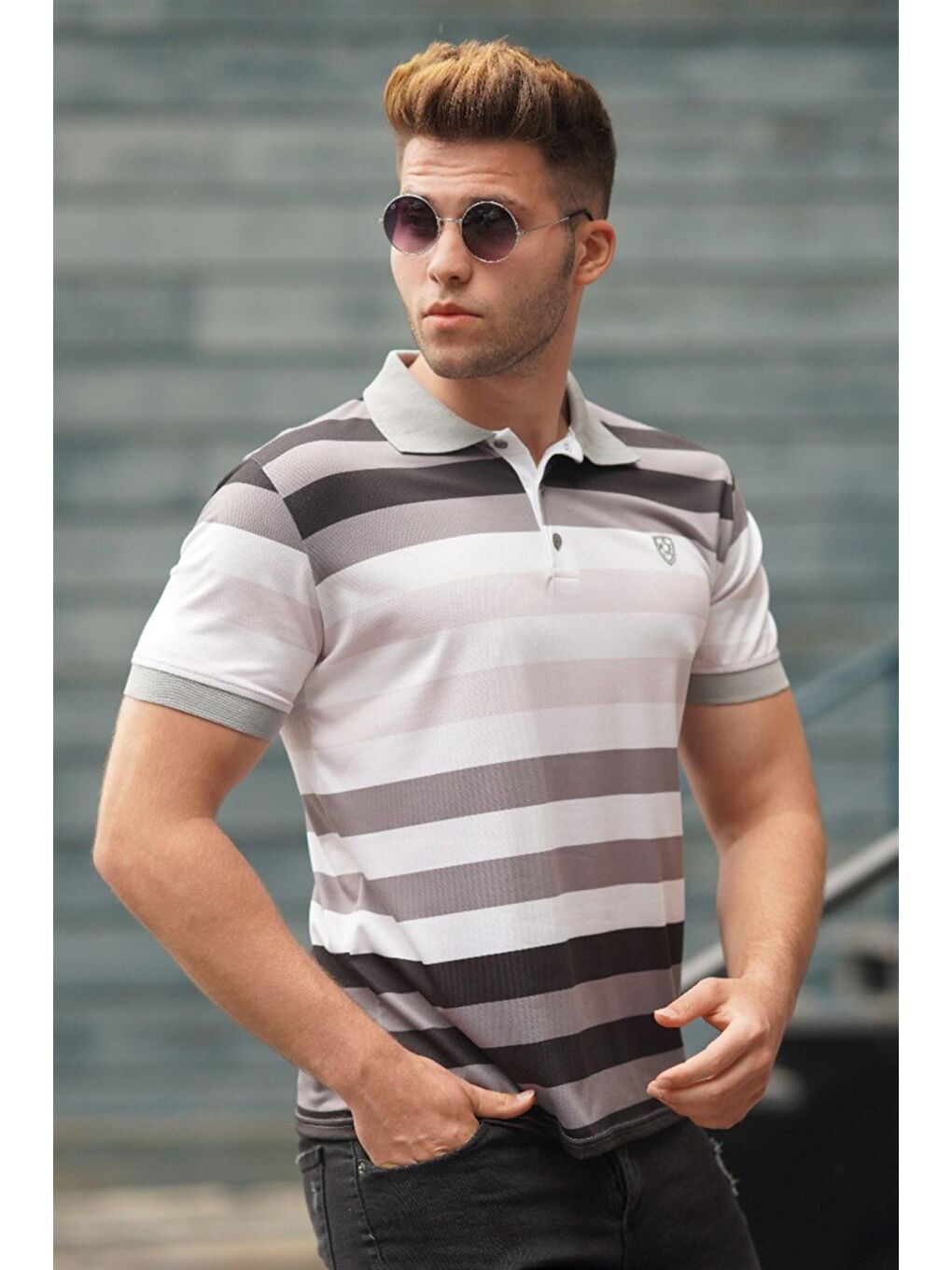 Gri Polo Yaka Erkek Tişört 5279
