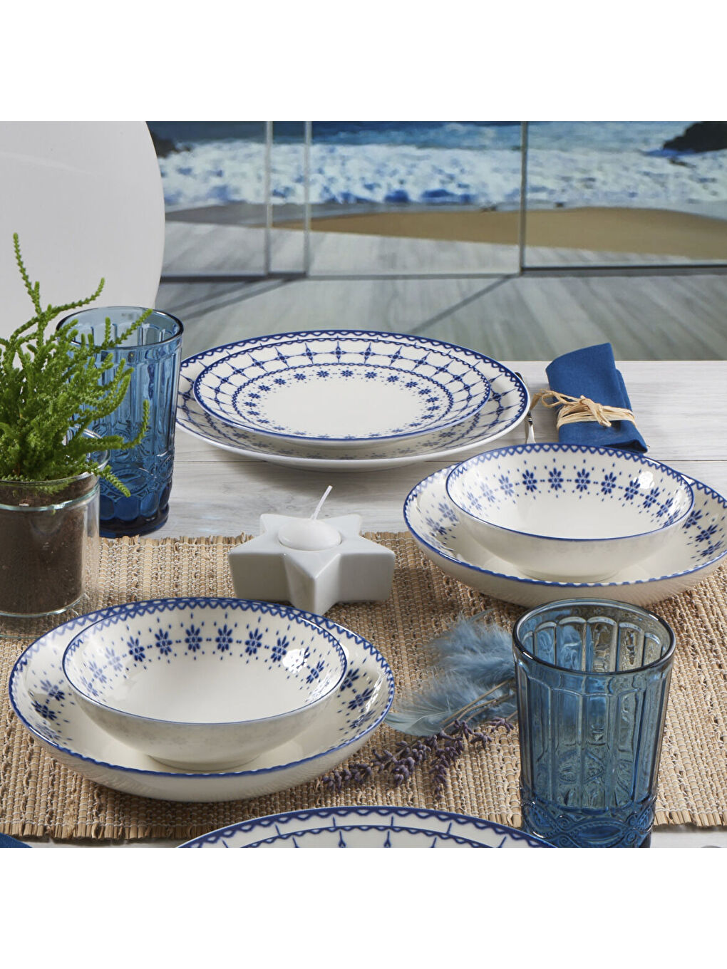 Ekru Camelia 24 Parça 6 Kişilik Yemek Takımı 1614-1