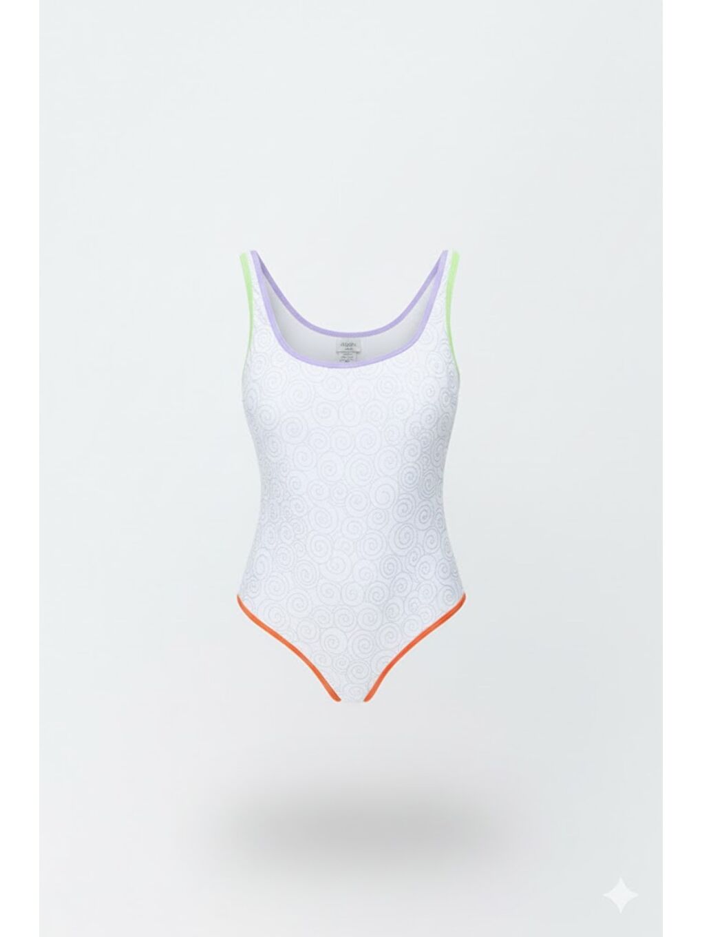 Renkli Biyeli Mayo 7785 Beyaz