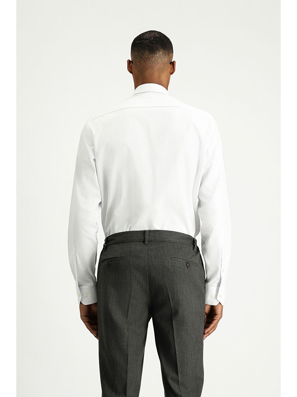 Beyaz Uzun Kol Regular Fit Desenli Pamuk %100 Pamuk Gömlek-3