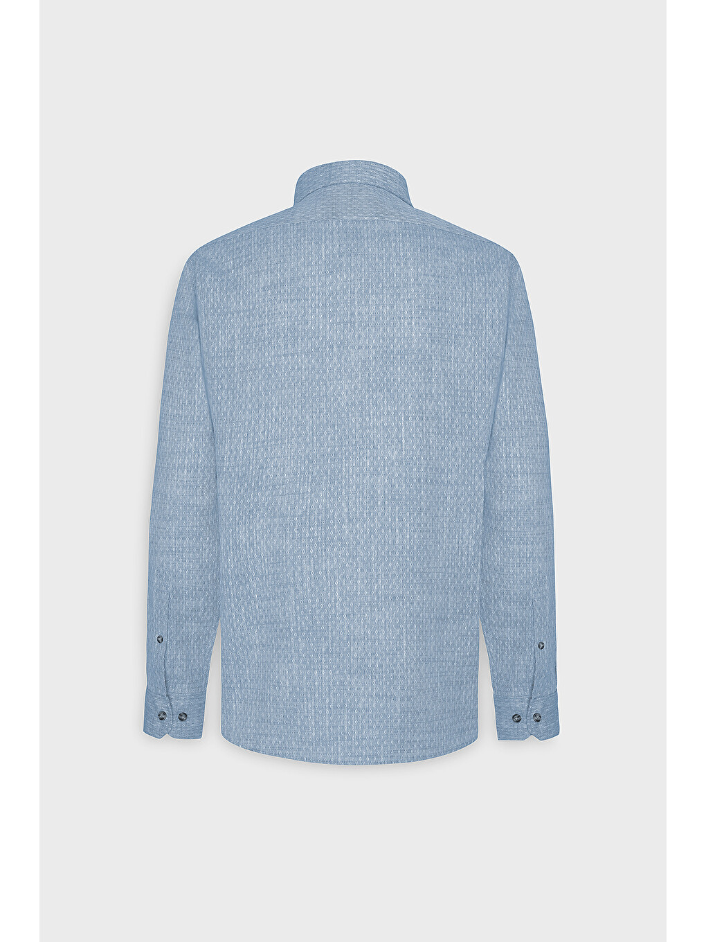 Erkek Mavi Slim Fit Dar Kesim %100 Pamuk Armürlü Düğmeli Yaka Casual Gömlek-8
