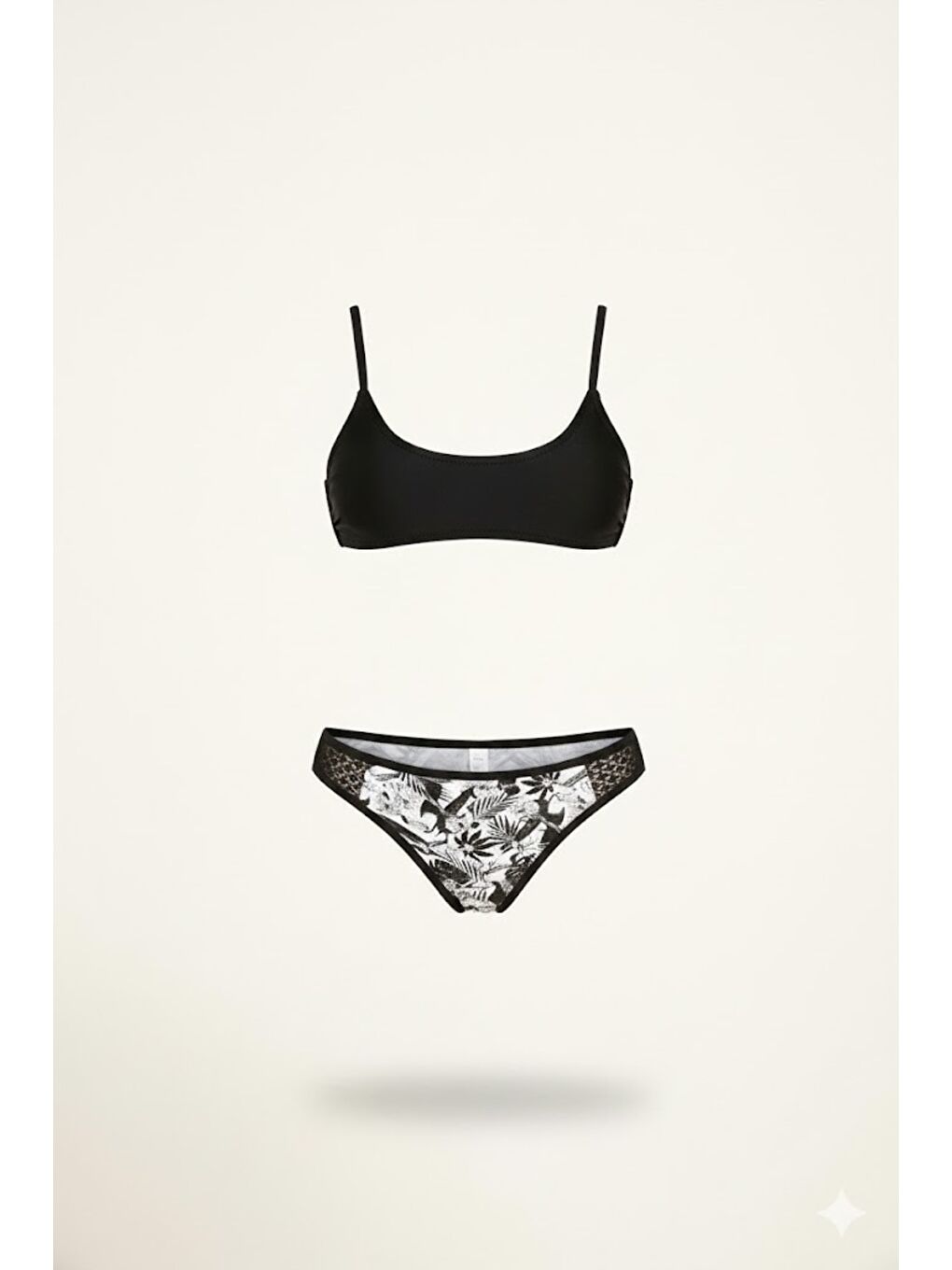 Bitişik Üçgen Bikini Takım 3112 Siyah/Beyaz