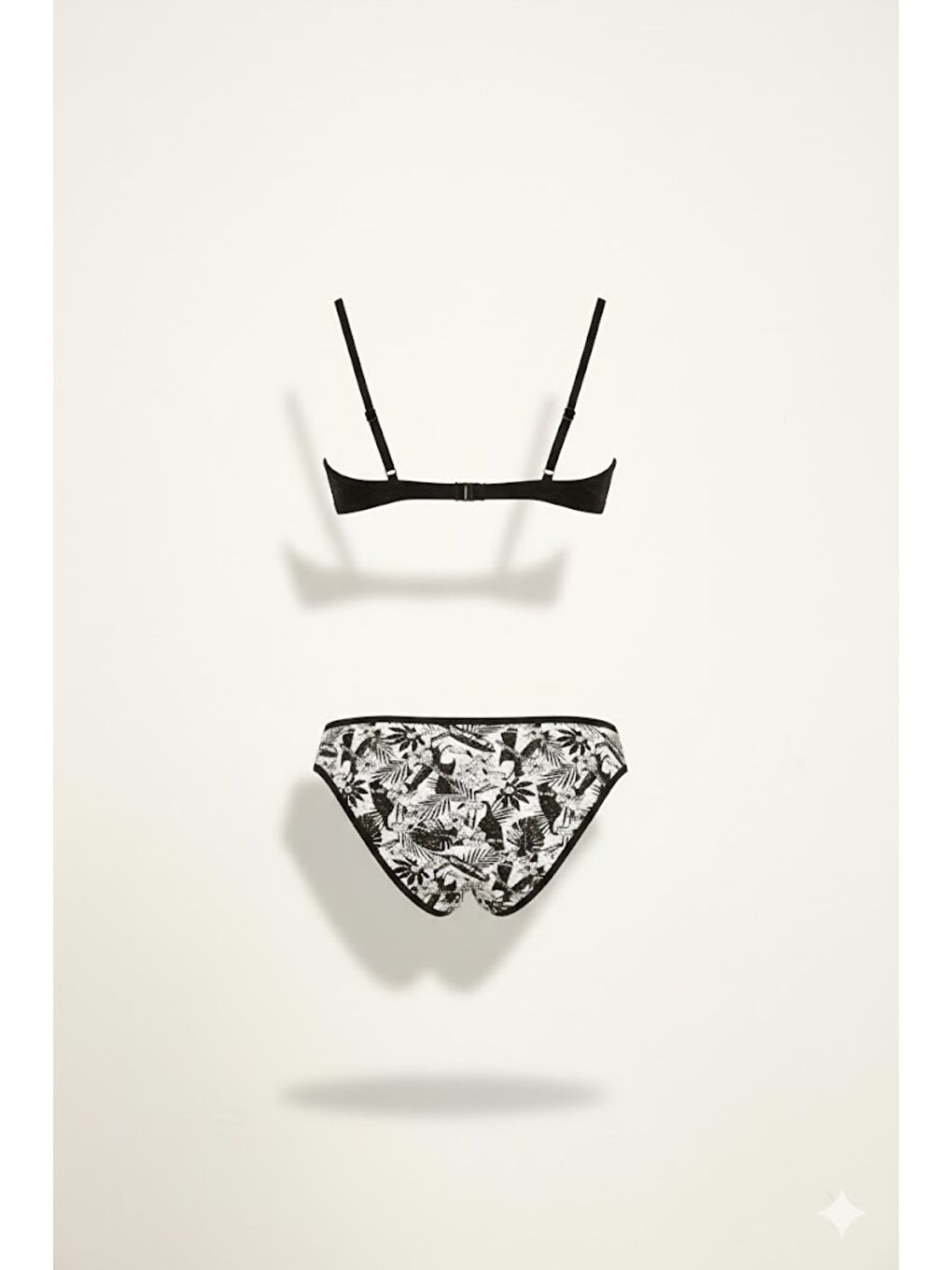 Bitişik Üçgen Bikini Takım 3112 Siyah/Beyaz-1