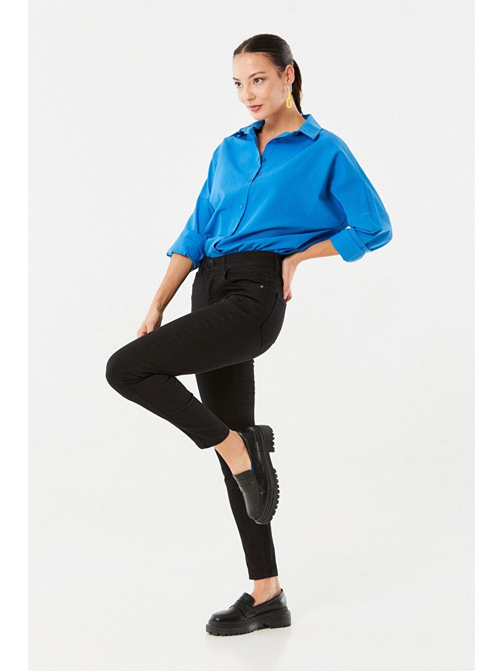 Siyah Yüksek Bel Skinny Jean-1