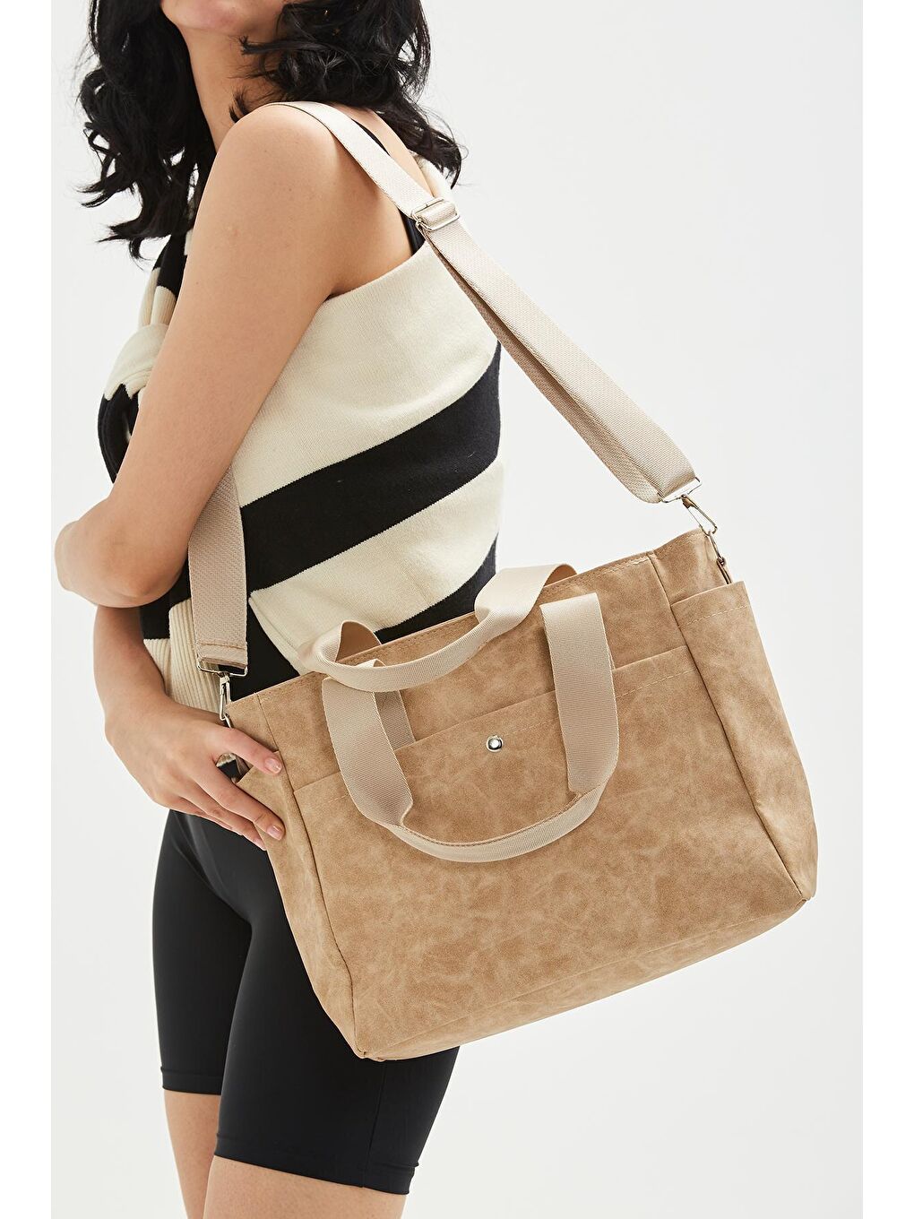 Uzun Askılı Milenanubuk Kadın Çapraz Çanta Bej