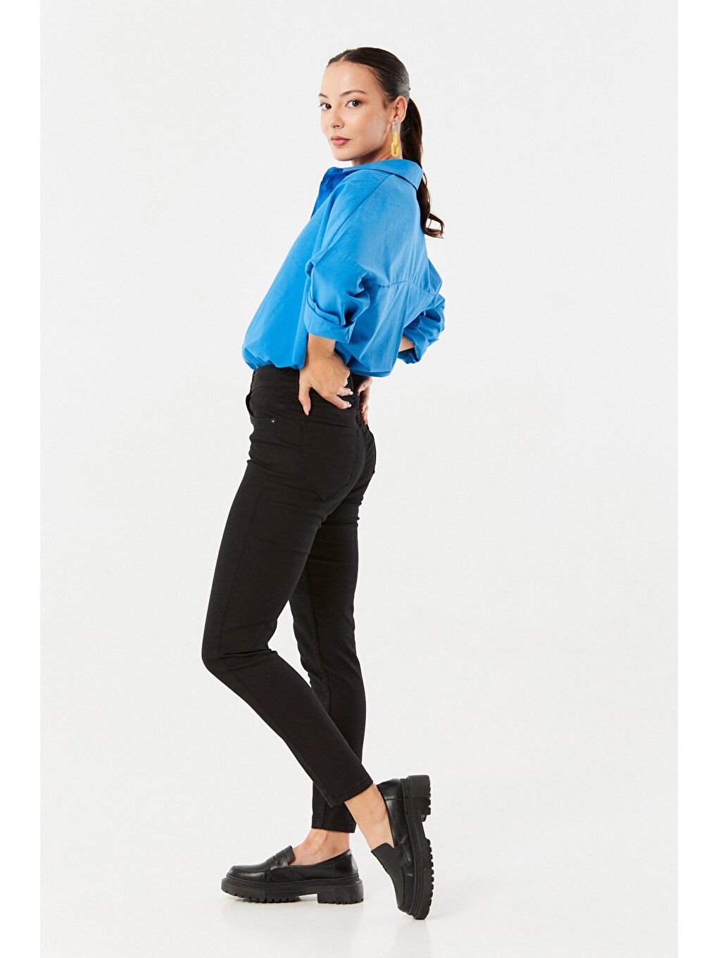 Siyah Yüksek Bel Skinny Jean-3