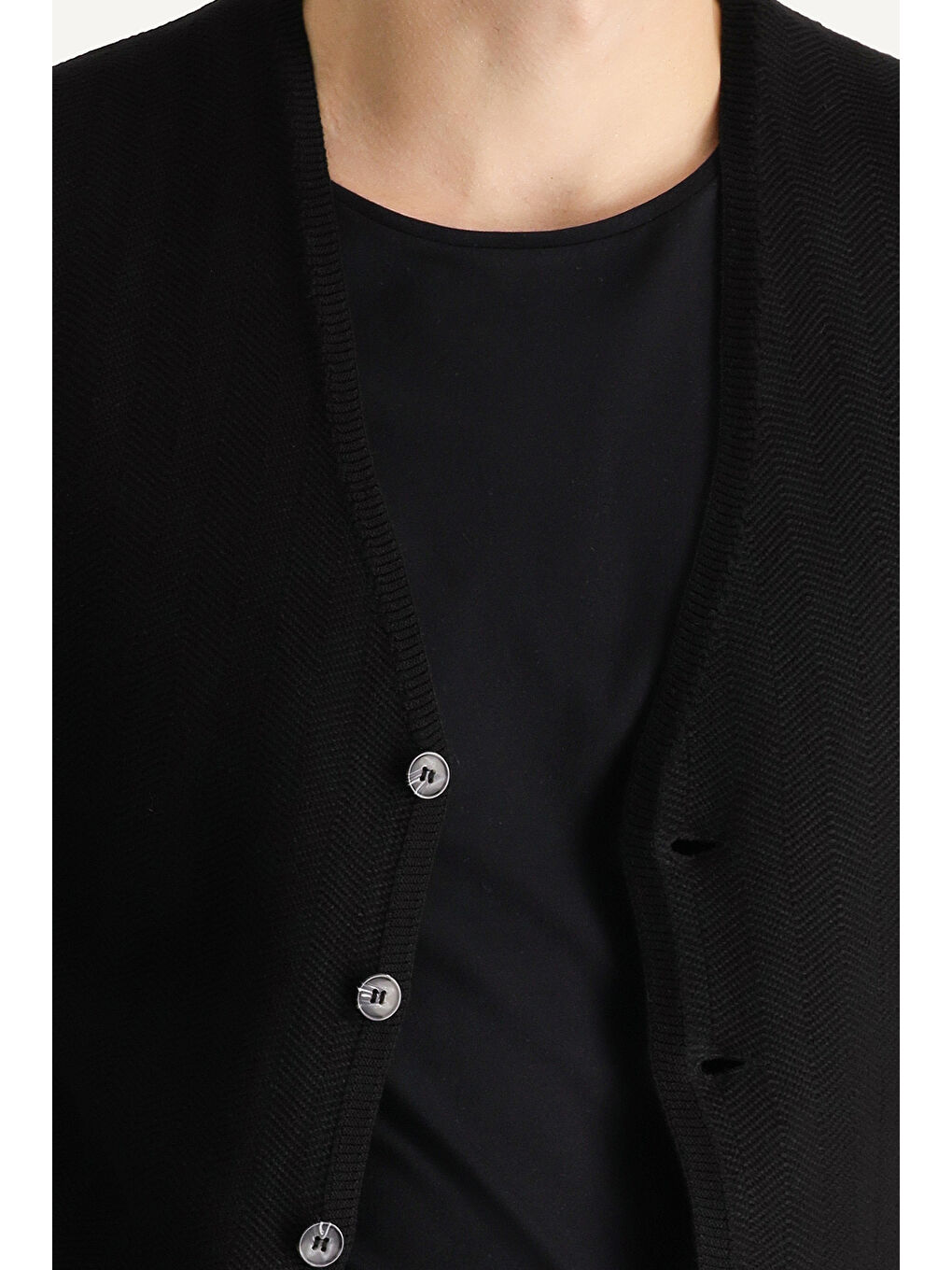 Siyah Pamuklu Triko Yelek-4