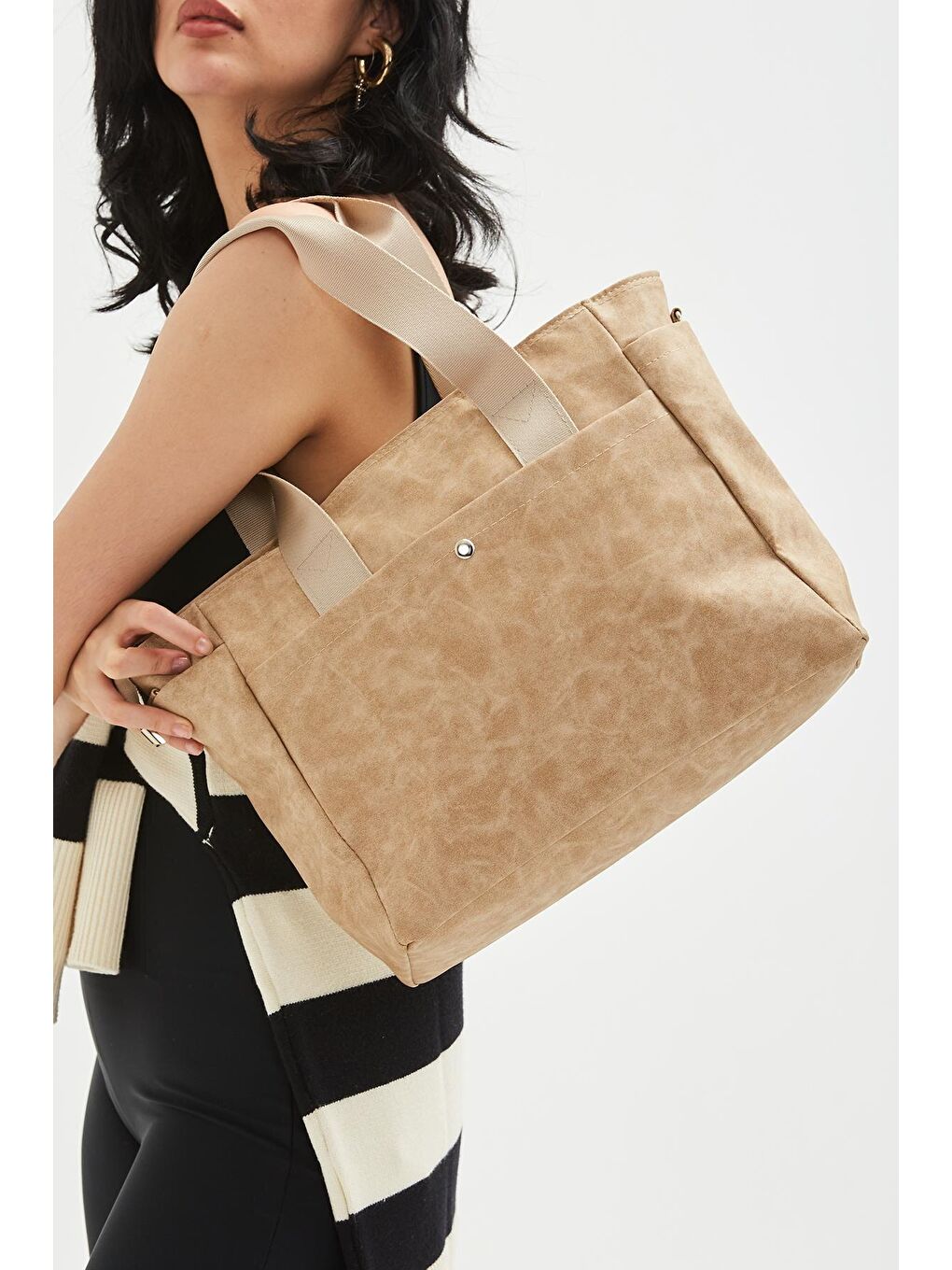 Uzun Askılı Milenanubuk Kadın Çapraz Çanta Bej-1